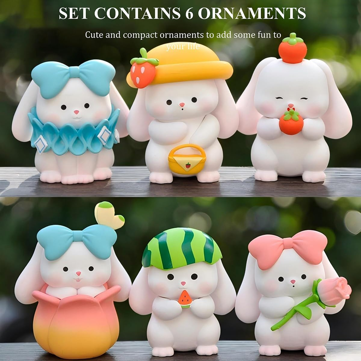 Cosplay Rabbit Figure Set Cute Anime Desktop Decoration Ornament Kawaii Anime Figure Fan Birthday Gift Collection 1.6X2.2In (6PCS) image number 3