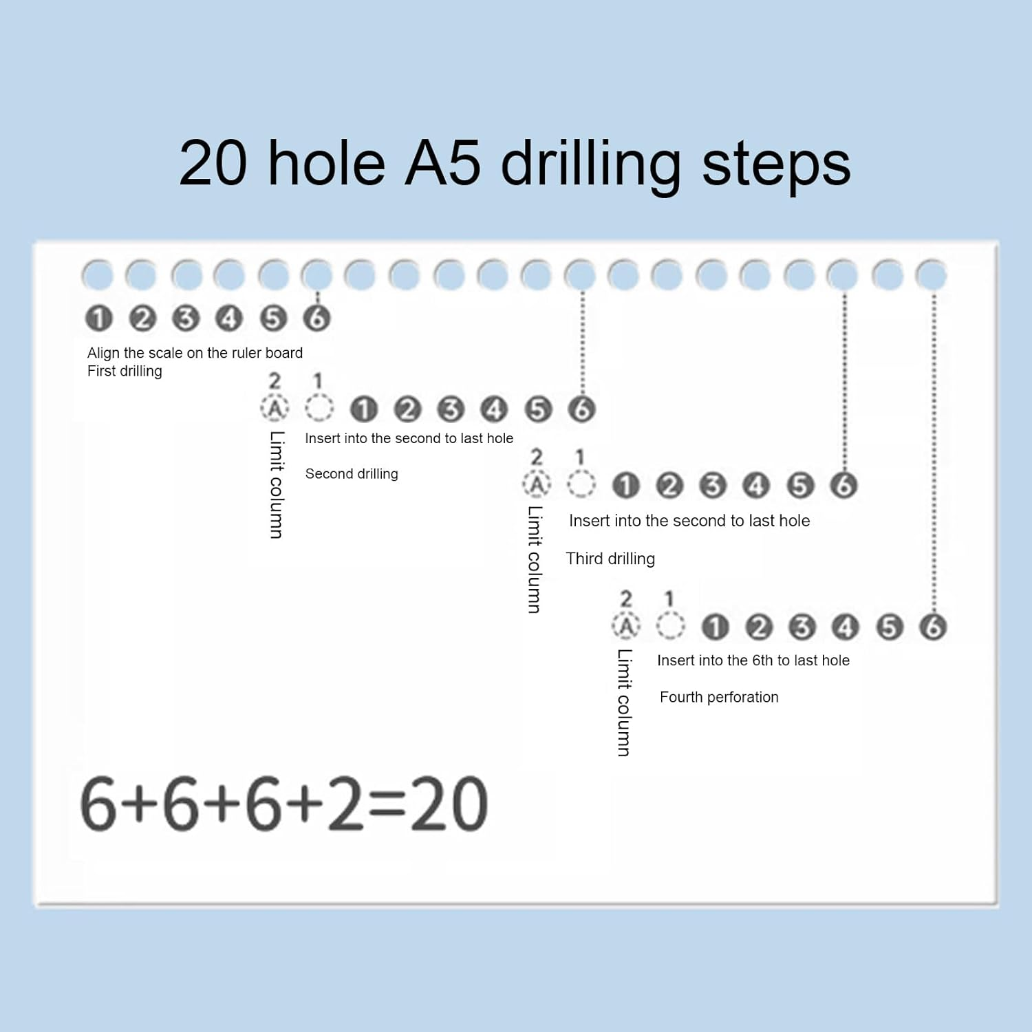 Hole Puncher, A4/30 Holes, A5/20 Holes, B5/26 Holes, Loose Leaf Paper Puncher, 5 Sheet Punch Capacity, Portable Handheld Loose Leaf Paper Hole Punch for School Office - Transparent Green image number 6