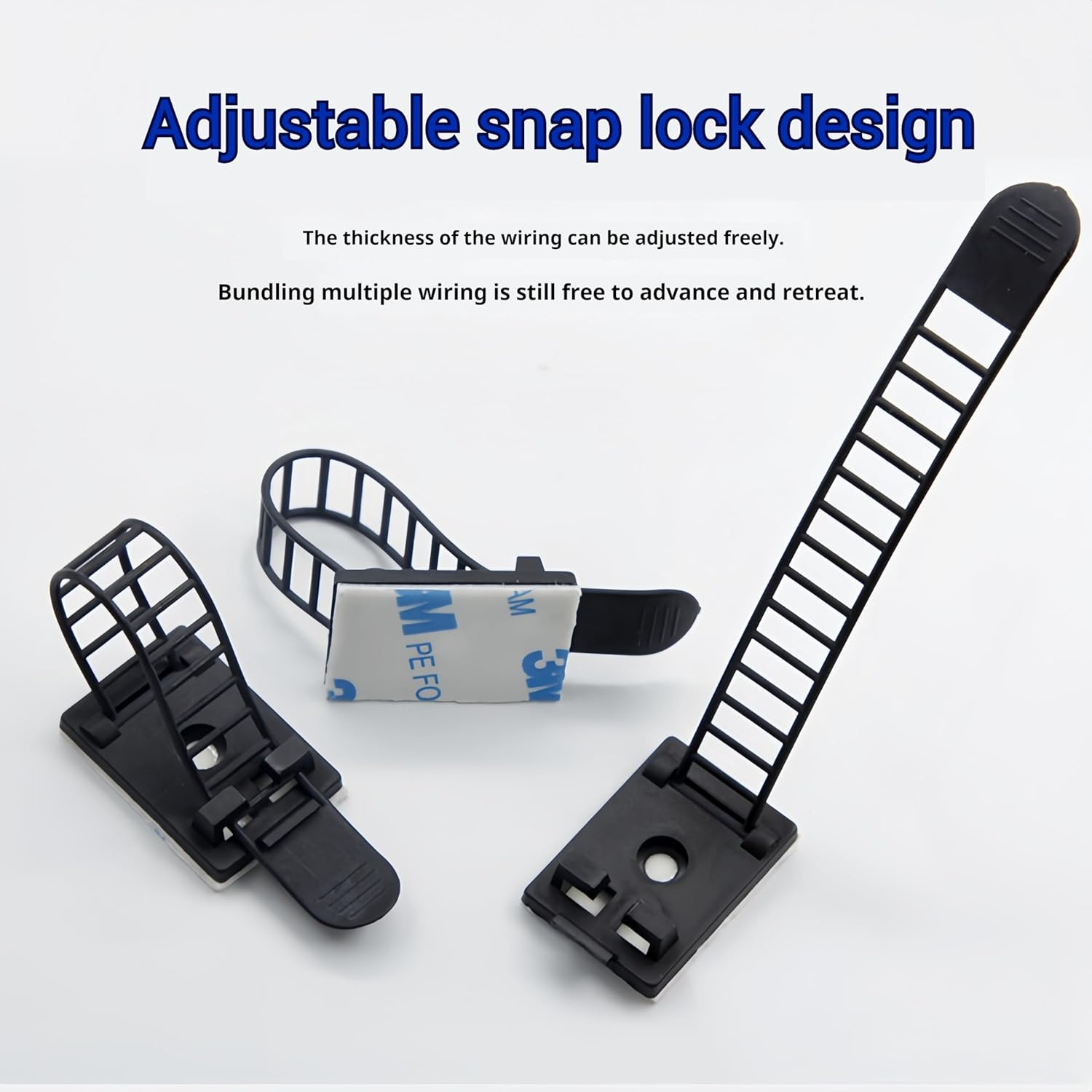 Clearhill 50Pcs 0.97In Width White Adjustable Self-Adhesive Cable Straps -Cord Clamps for Wire Management &ndash; Reusable Cable Ties for Home, Office, Car, and More image number 6