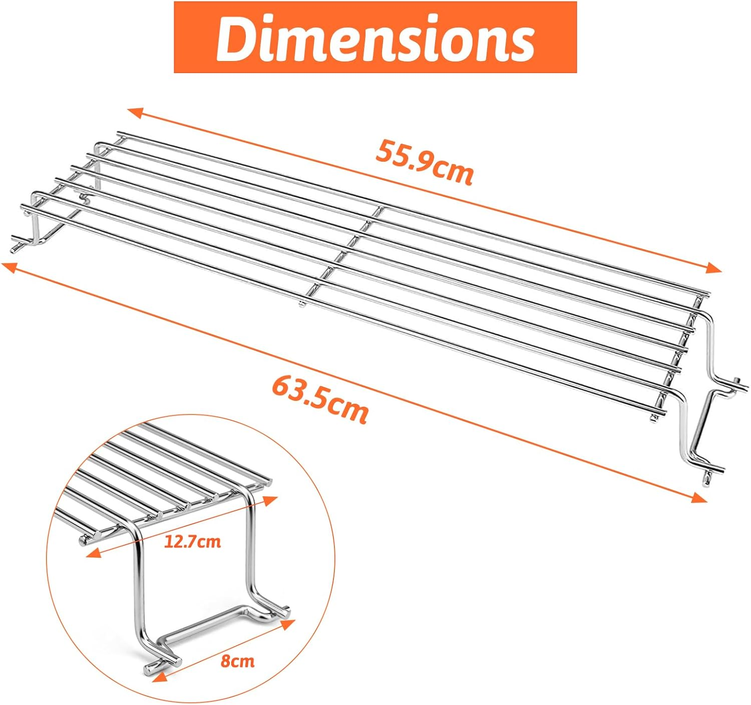 Denmay 7641 63.5Cm Grill Stainless Steel Warming Rack for Weber Spirit 300 Series Spirit E-310 S-310 E-320 S-320 SP-330 (With Front Control Knobs), Spirit II 300 Series E-310 S-310, 1 Pack