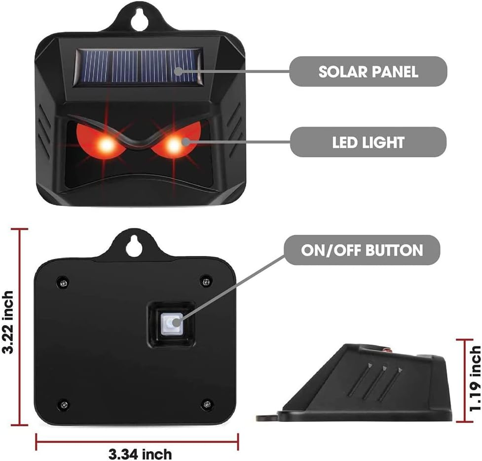2 Pack Garden Solar Animal Repellent, Cat Repellent Fox Deterrents with Red LED Light, Raccoons, Deer, Motion Sensor Deterrent for Outdoor image number 3