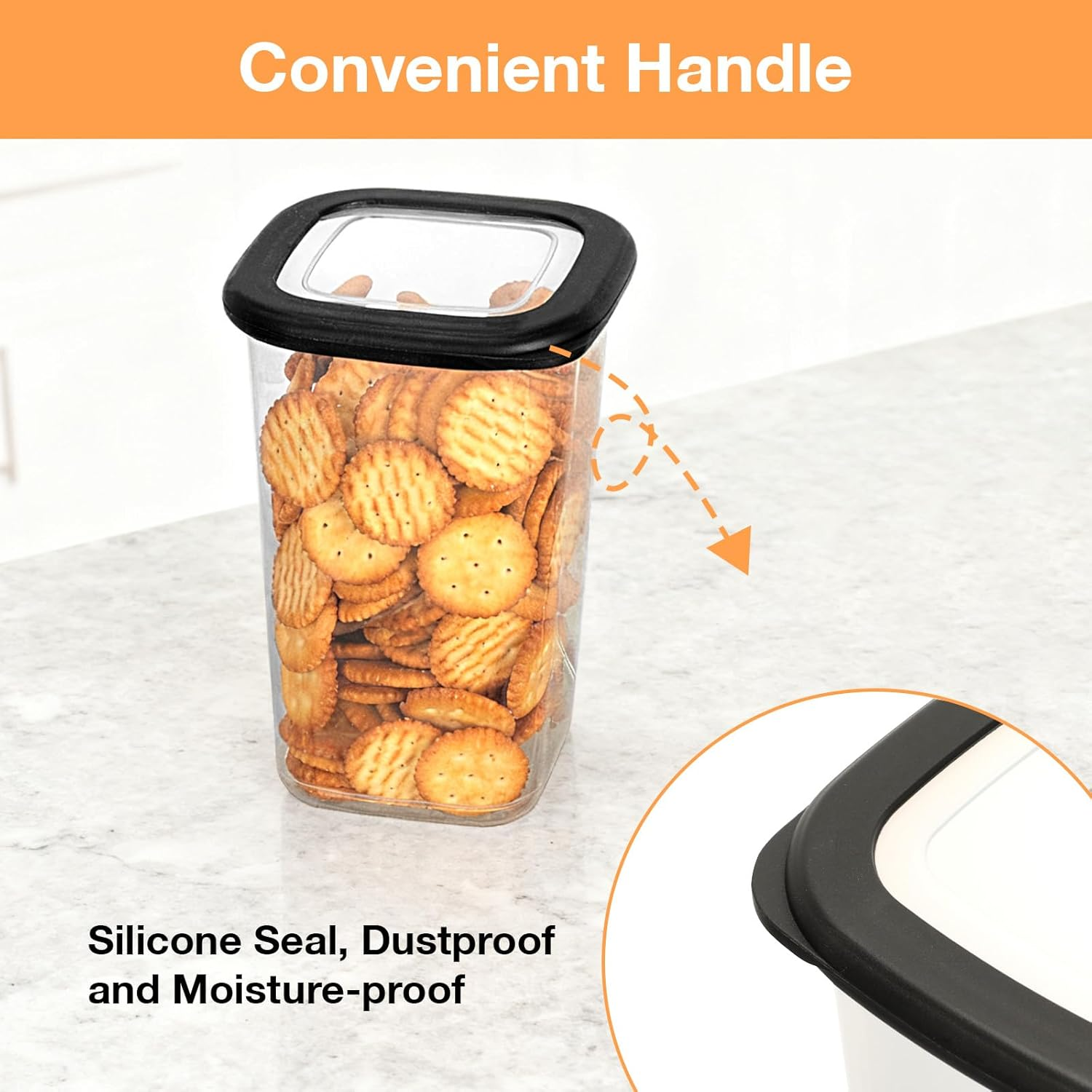 Romon Storage Jars Set of 12 Food-Grade PP Material Bpa-Free Transparent Stackable with Sealing Silicone Lid for Flour Cereal Rice 360 Ml - 1640 Ml