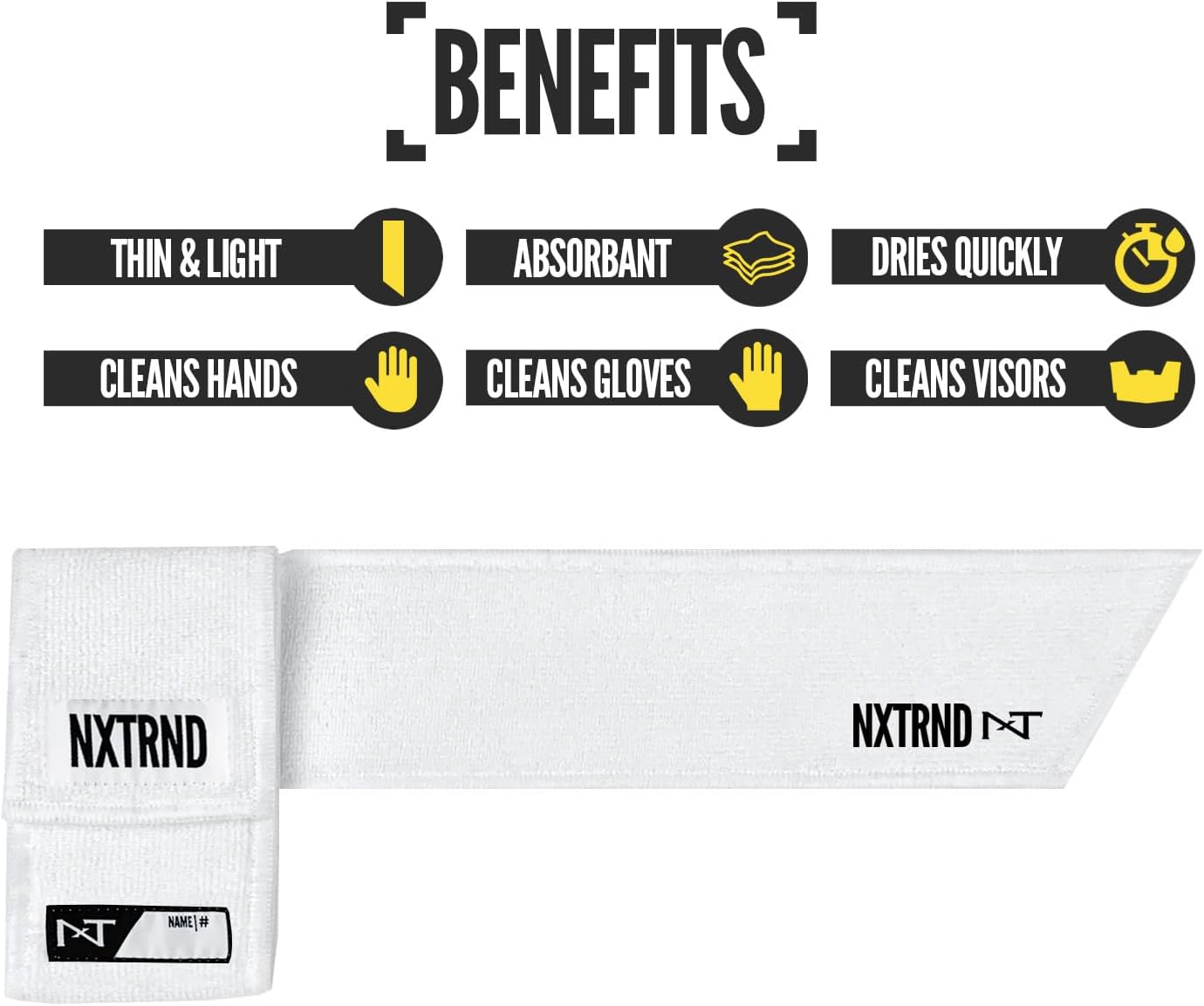 Nxtrnd Streamer Football Towel, Thin Sports Towel, Dries Hands & Football Accessories (White)