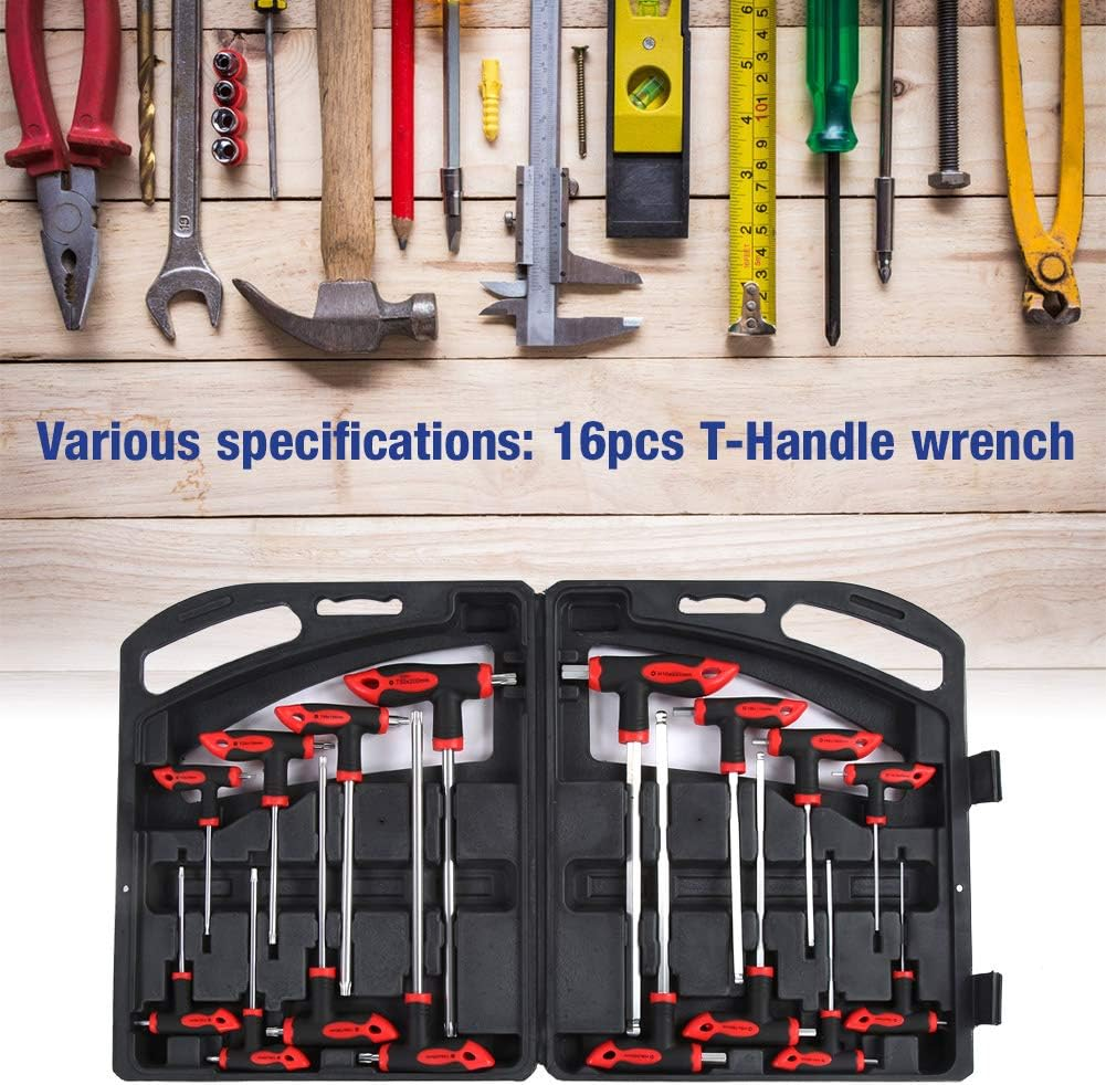 Shenruifa 16 Pcs Cr V T Handle Ball End Hex Key Wrench Set, Ergonomic Star Key Set, for Automotive, Machinery, and Repair Equipment image number 4