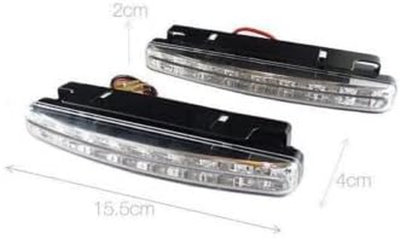 AIMALL 2PCS 8LED Running Bright DRL Head Lamp Light, 12V Daytime Driving Lights, Waterproof Car Lights with Easy Installation Kit, Super Bright LED Lights for All Weather Conditions