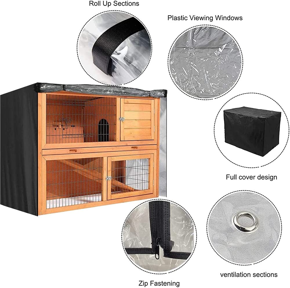 Indoor Outdoor Rabbit Hutch Cover Skyour 4Ft Pet Rabbit Cage Dust Cover Waterproof 420D Oxford Bunny Pens Hutches Poultry Cage Covers image number 2