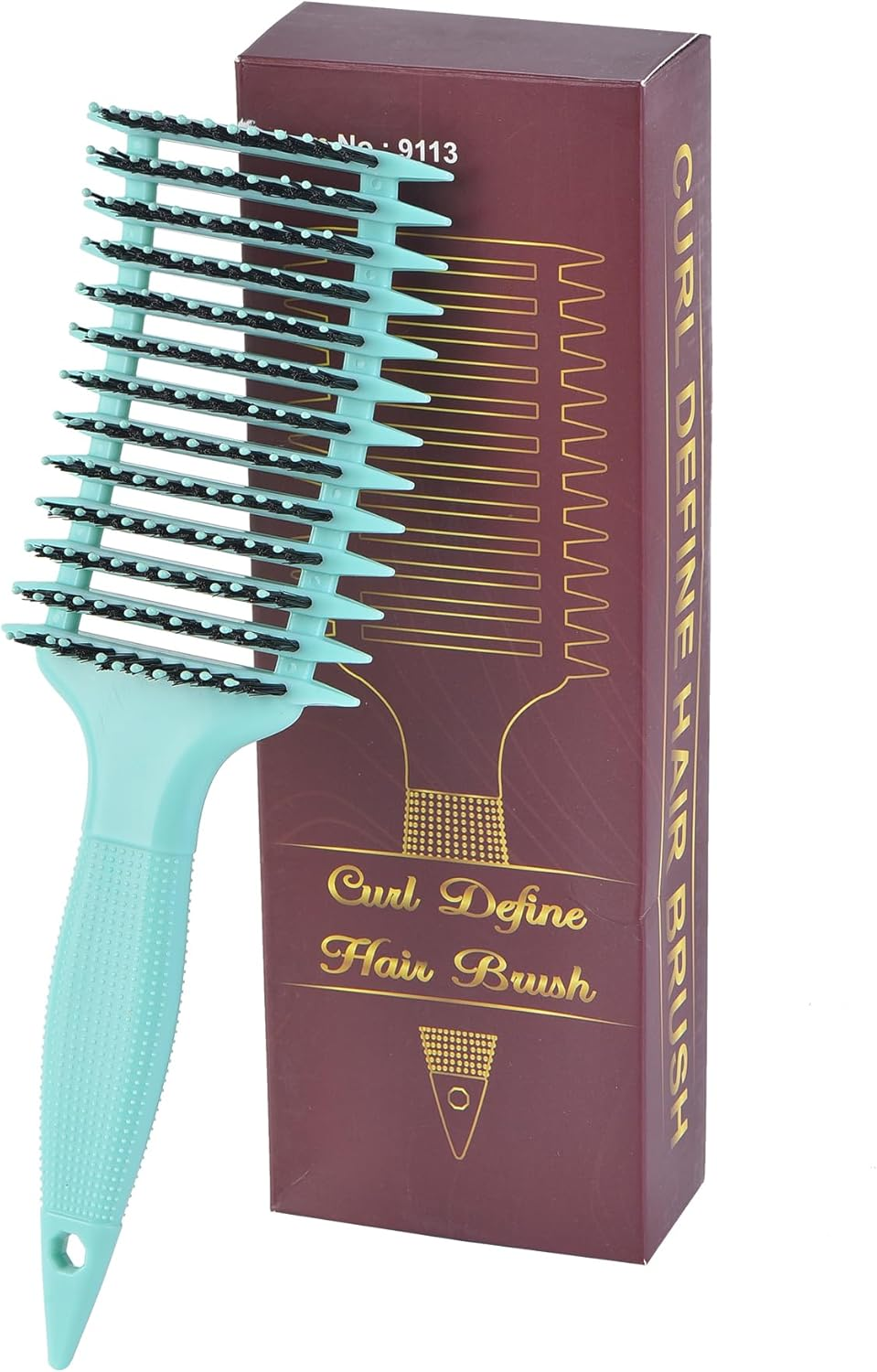 Curl Hair Brush, Comfortable Elastic Curling Brush, Curl Define Styling Brush, Curl Define Styling Brush, Hair Brush for Detangling for Women (Green) image number 4