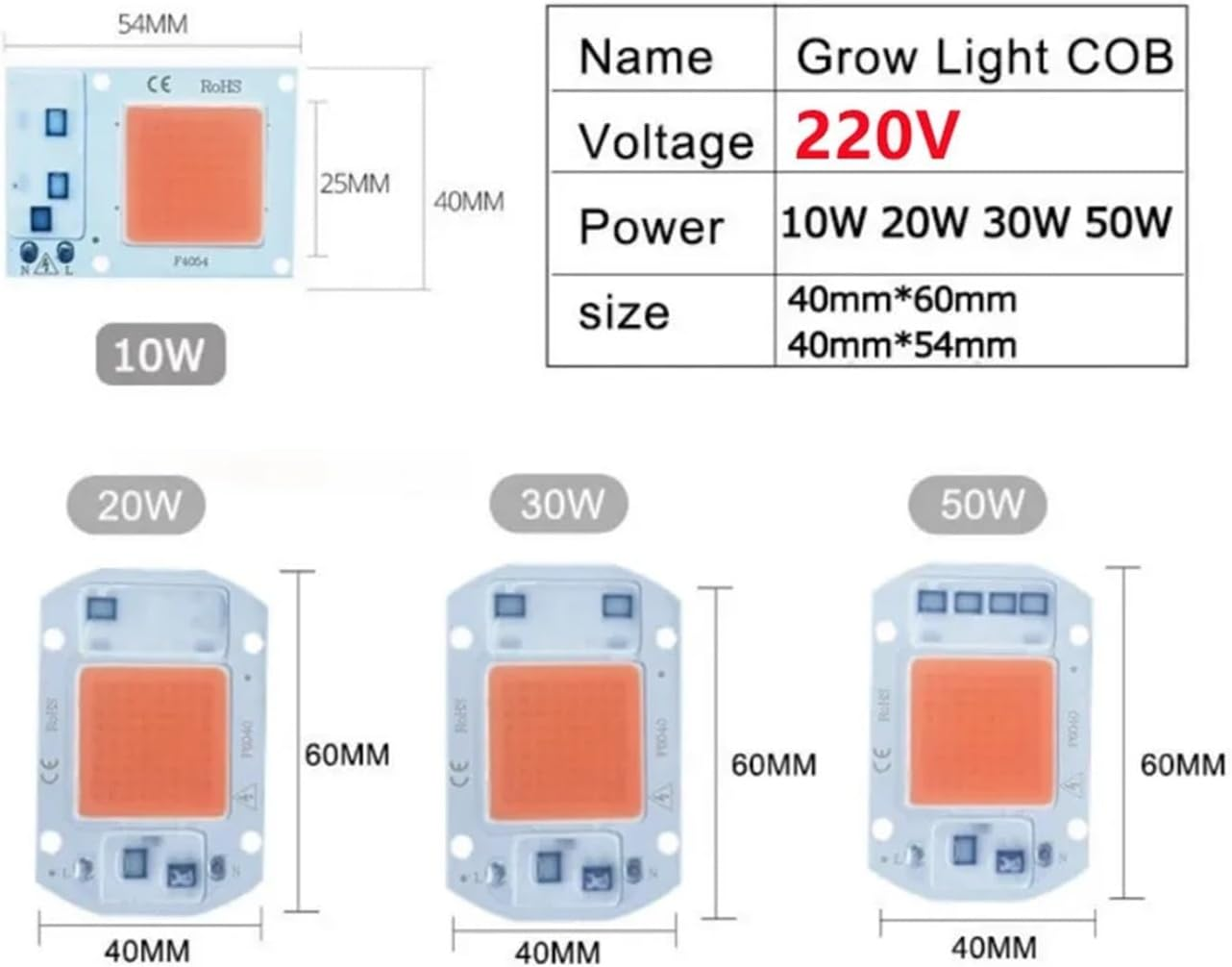 3Pcs AC220V LED COB Lamp Bead 20W 30W 50W IP65 Smart No Need Driver DIY Flood Light Led Bulb Spotlight Outdoor Chip Lamp(Warm Light,F6040 50W) image number 4