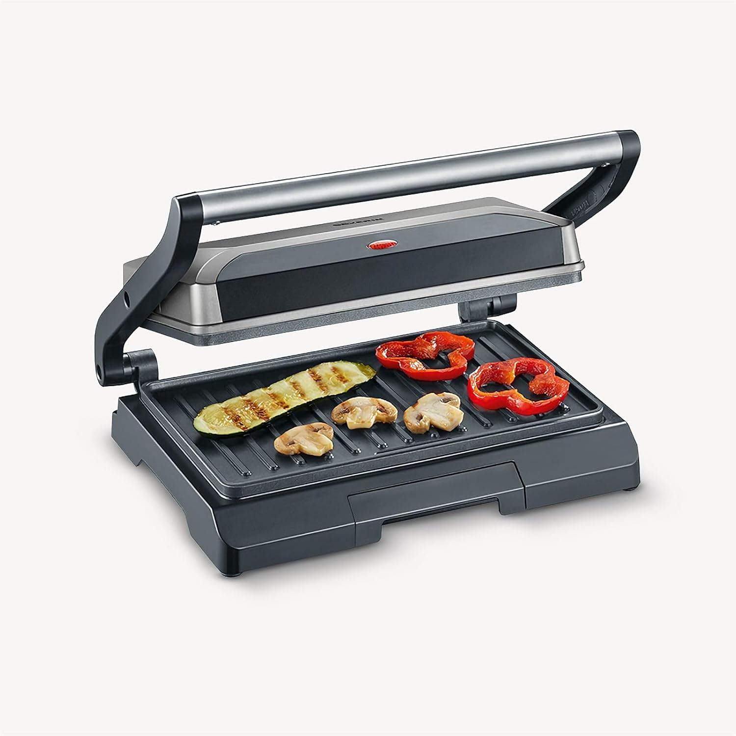 SEVERIN Contact Grill for Sandwiches, Steak and Panini Grill, Non-Stick Sandwich Maker for Grease-Free Grilling, 800 W, Metallic Grey/Black, KG 2394 image number 5