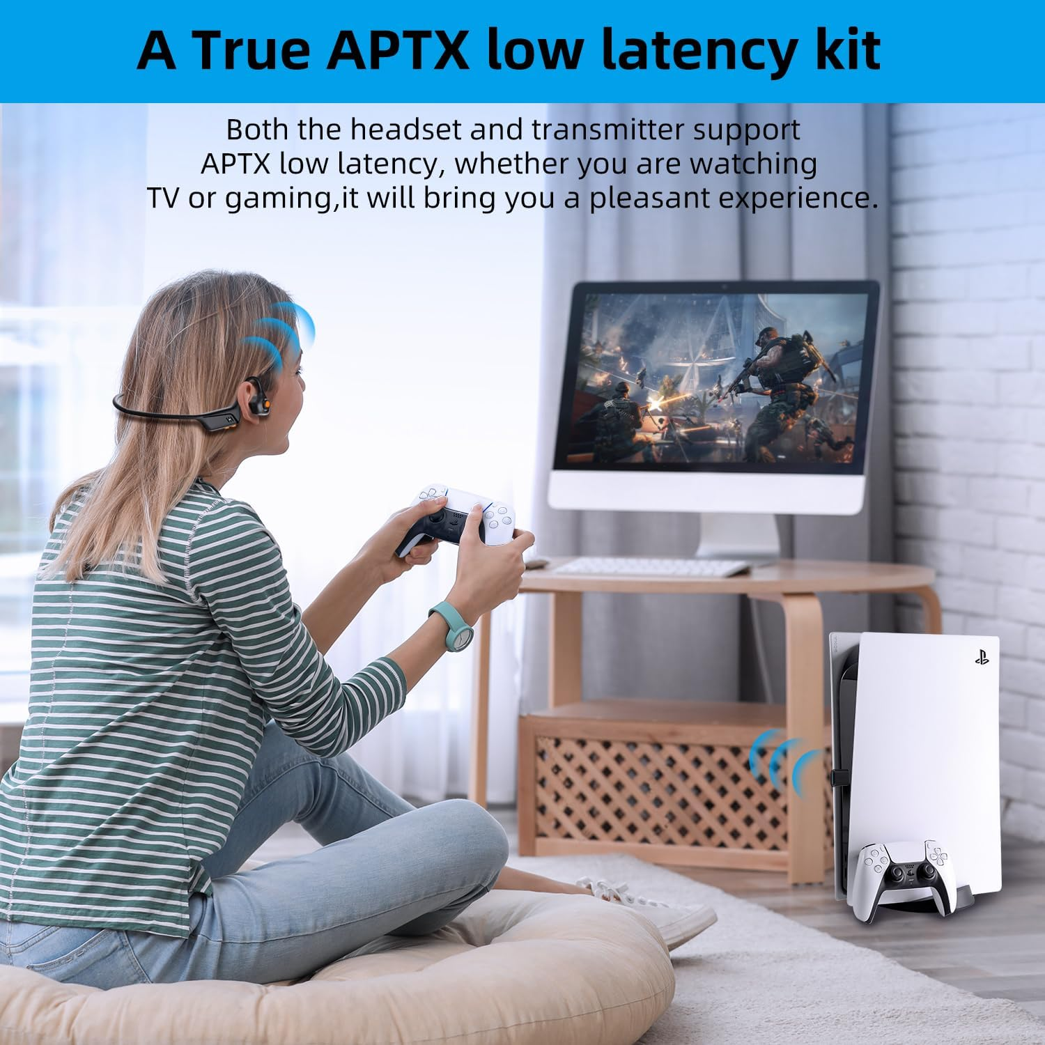 ZIOCOM Bluetooth Adapter Audio Transmitter for Nintendo Switch,Usb C Connector APTX Low Latency,Support In-Game Voice and Two Devices,Compatible with Airpods PS4 Bose Sony and Bluetooth Headphones image number 4