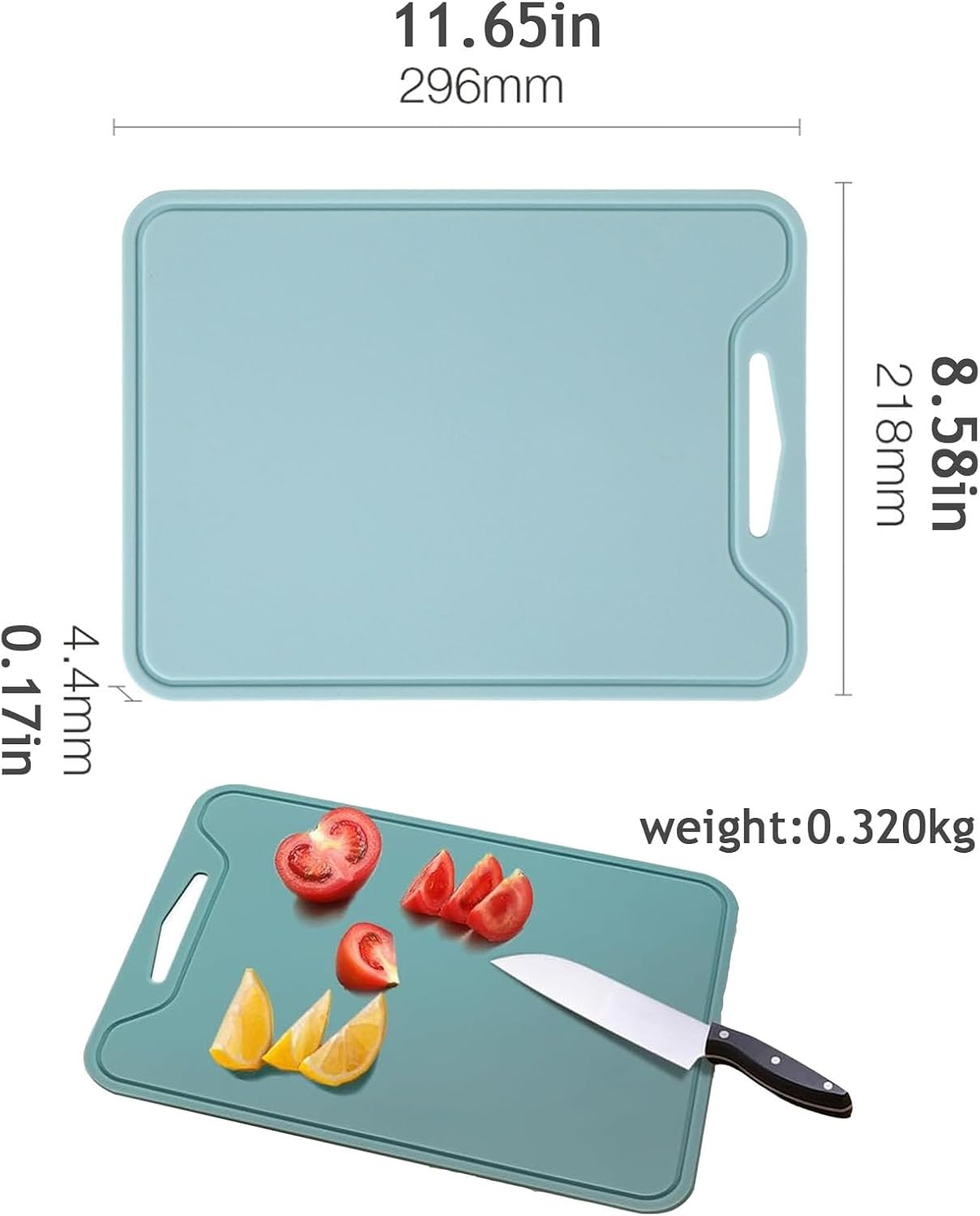 Thick Silicone Cutting Board, Double-Sided, Non-Slip, Juice Groove, Foldable, 11.65In * 8.58In, Yellow, Orange, Lavender, Purple, Blue image number 3