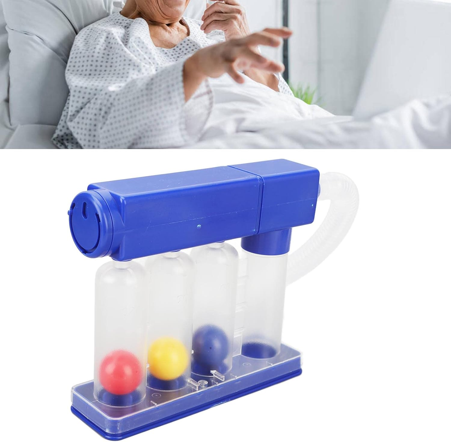 Breathing Lung Exerciser, 3 Color Coded Balls, 600Cc to 1200Cc Breath Measurement System, Deep Breathing Exercise for Lung Recovery, Deep Breathin Training for Most People image number 2