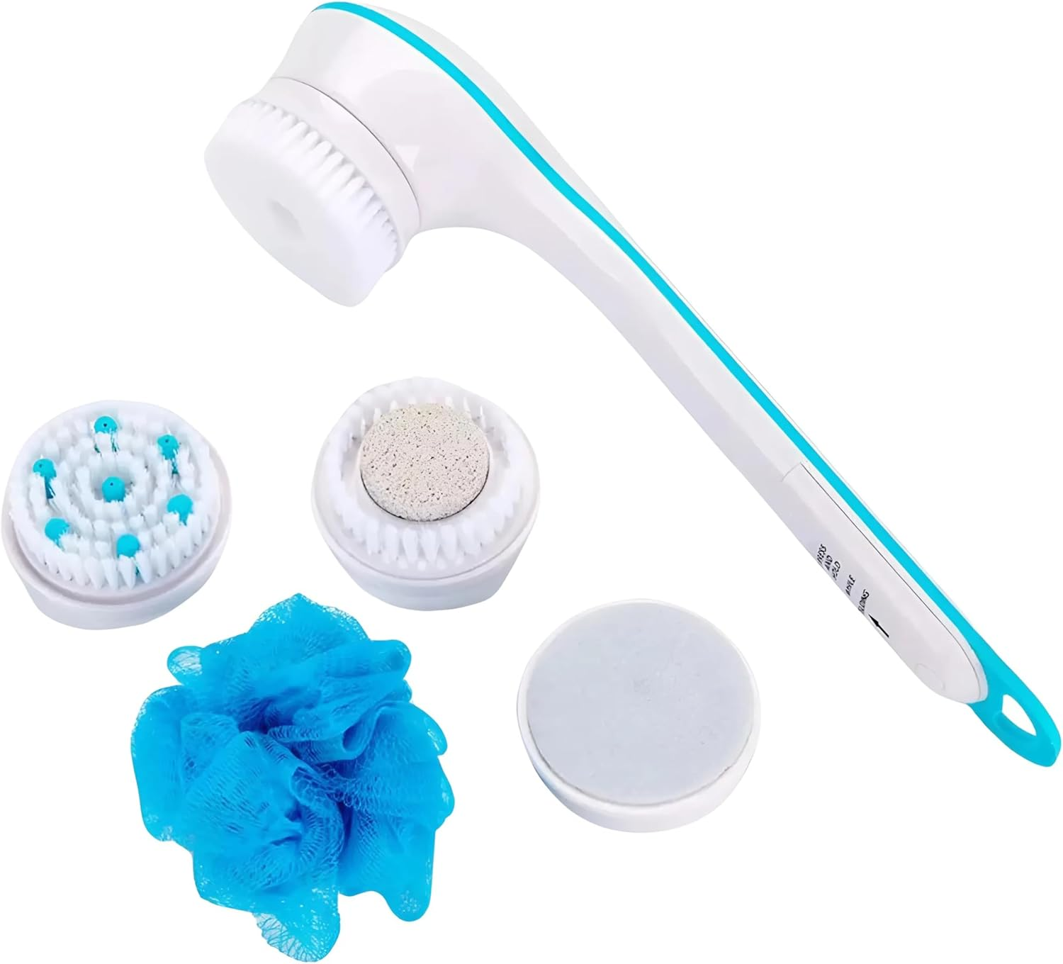 EZONEDEAL Waterproof Electric 5 in 1 Spin Spa Long Handle Spinning Electric Brush Shower Massager with 5 Spa Attachments Cleanse & Pamper Your Body Massager, Body Scrub Cleansing Shower Sponge Brush image number 2
