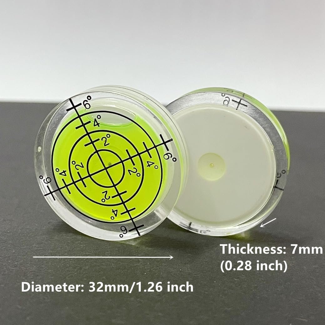 6Pcs Circular Bubble Spirit Levels RV Levelers 32Mm RV Standard Levels Leveling Tools for Travel Trailer, Turntable, Phonograph, Camera, Tripod (32X7Mm) image number 1