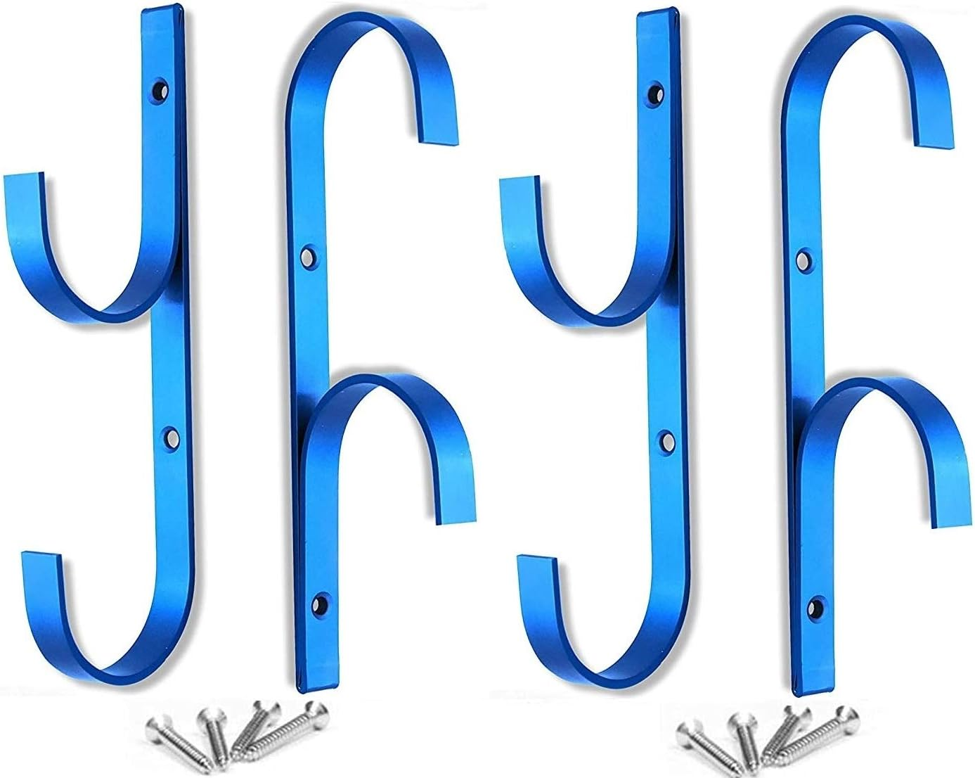 Flowerbeauty Pool Pole Hanger Premium Aluminium Holder Set, Ideal Hooks for Telescopic Poles, Skimmers, Leaf Rakes, Nets, Brushes, Vacuum Hose, Garden Tools and Swimming Pool Accessories (4, Blue) image number 4