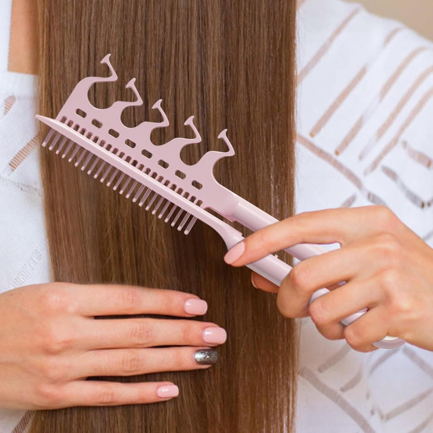 Qkbuza Hair Comb for Straightening | Flat Straightening Comb - Hairdressing Tool Volumizing for Daily Grooming Travel Salon Home Family Girls Women Daughter image number 1