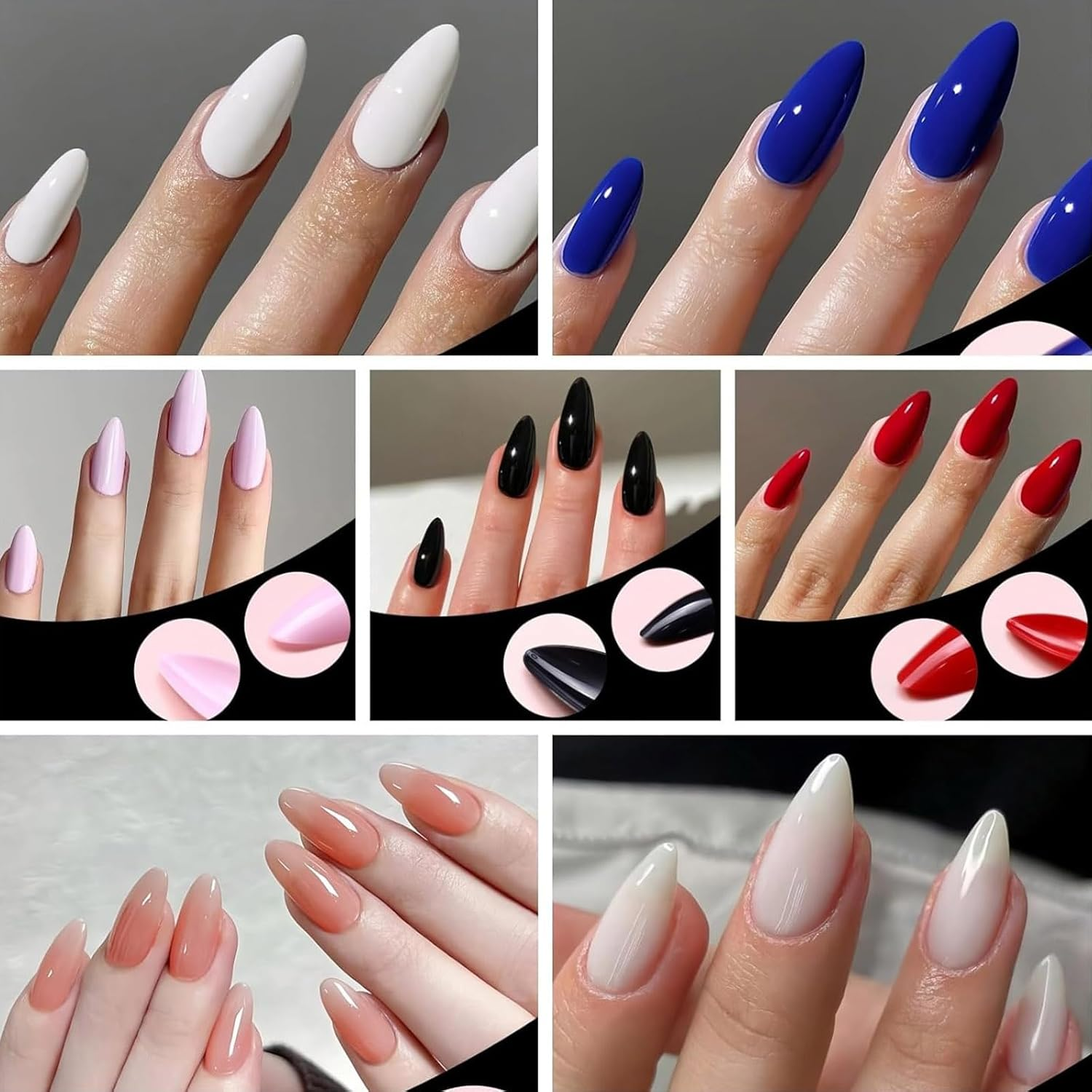 240Pcs Stick on Nails, White French Tip Press on Nails, 10 Sizes Almond French Tip Nails，Matte Fake Nails，Diy Nail Art Nude Gel Press on Nail（French White） image number 5