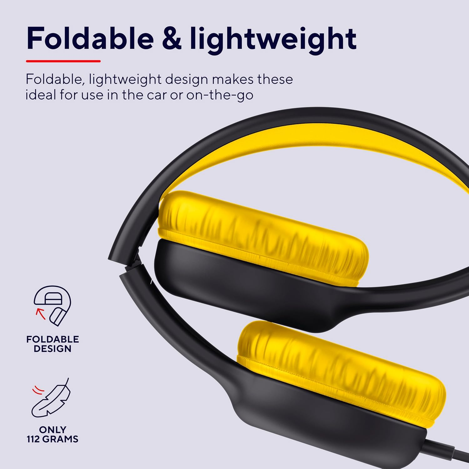 Trust Nouna Kids Headphones Wired with Safe Volume Limit (85Db) for Boys and Children Age 4-10, on Ear Foldable Headset with In-Line Microphone, 3.5Mm Connection, Stickers Included - Black