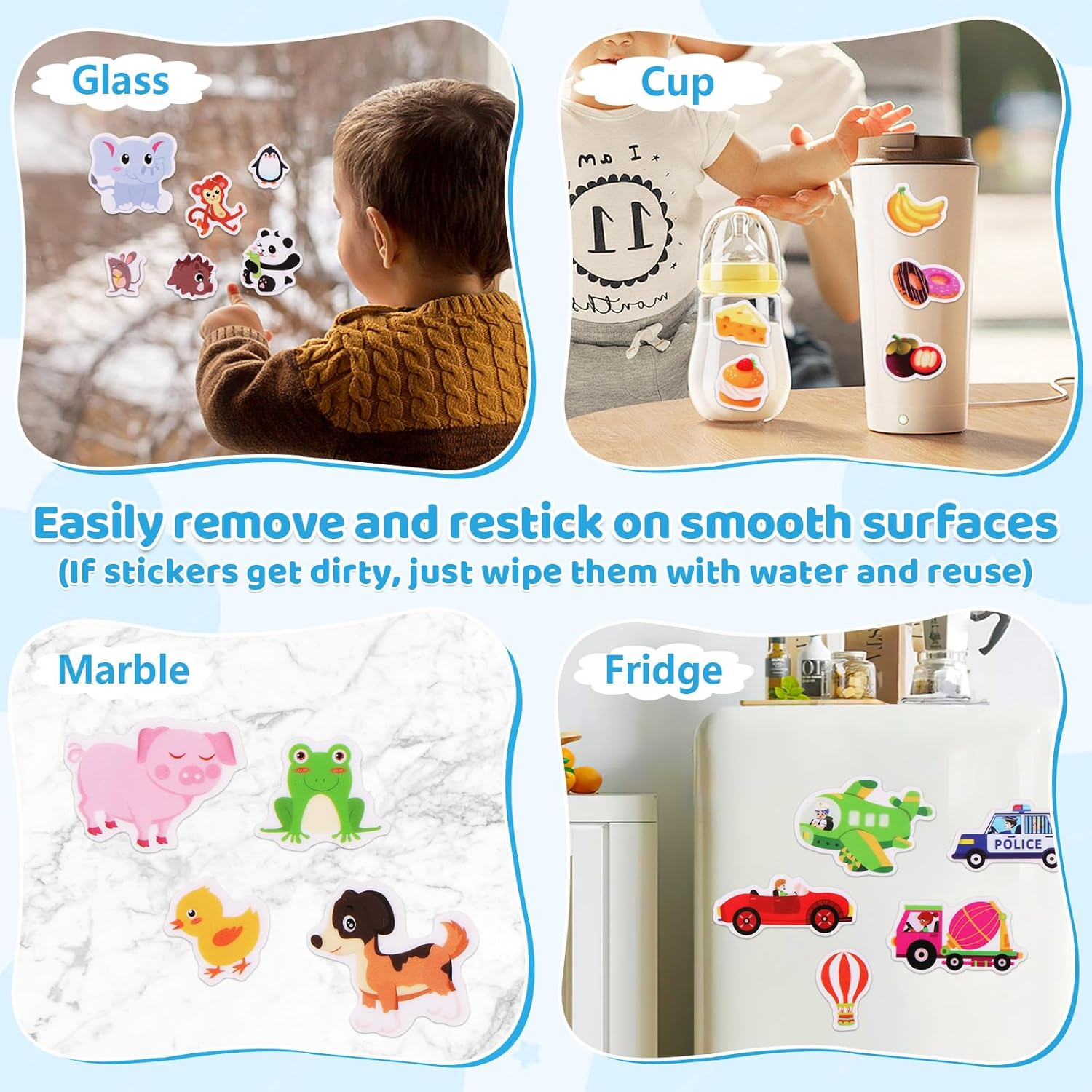 Fayrvind 3 Pack Reusable Sticker Book for Kids Toddlers, Waterproof Puffy Sticker Activity Books for Travel Toys, Plane Road Trip Activities, Birthday Gifts, Education Learning image number 6