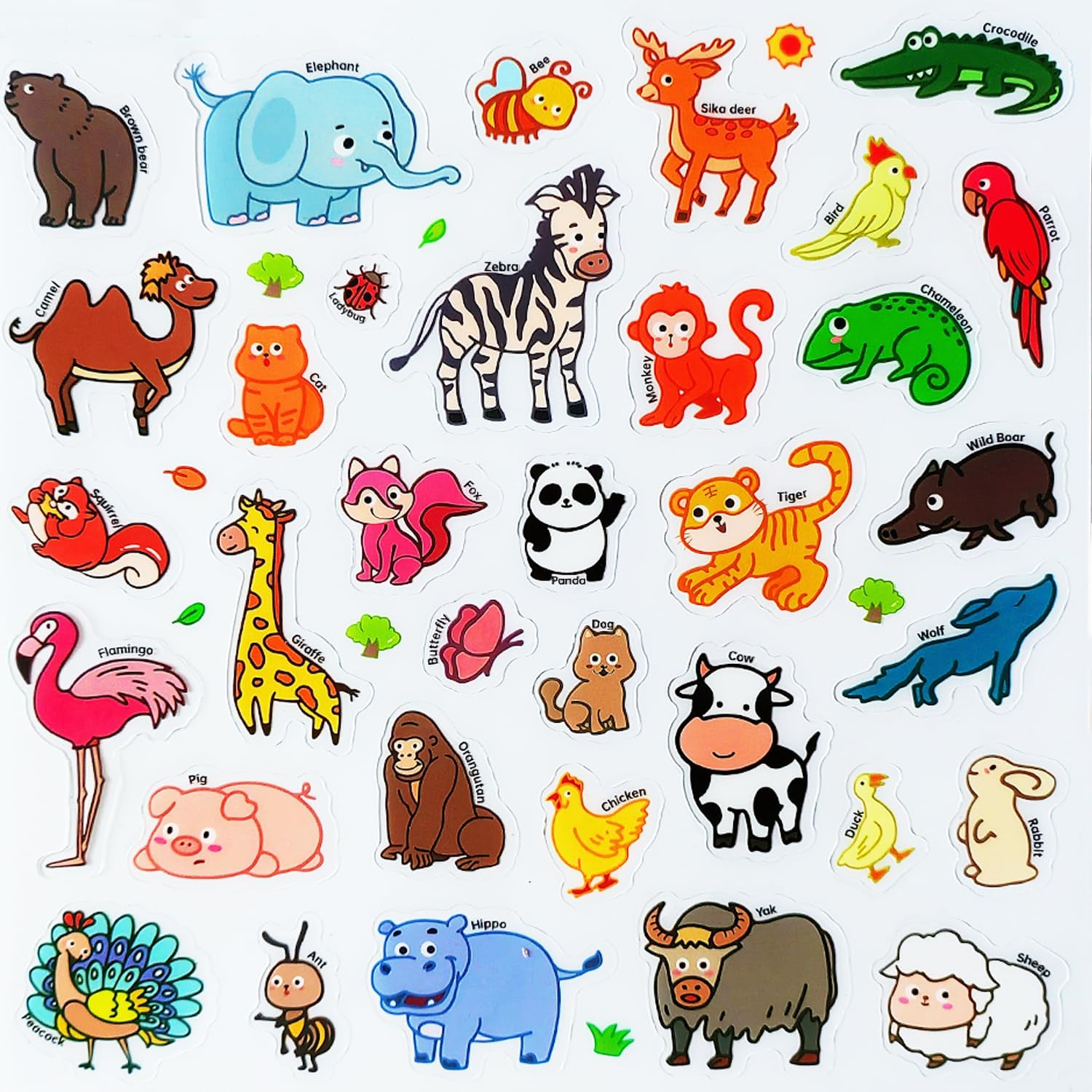 34Pcs Window Clings Stickers,Jungle Animals Gel Clings Decals for Kids Toddlers and Adults Classroom (Animal) image number 3
