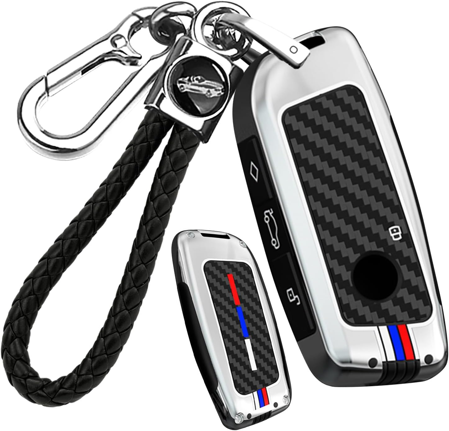 Ontto Luminous Car Key Cover Fit for BMW I7 X7 G07 LCI IX I20 X1 U11 7 Series G70 G09 XM U06 G81 M3 Energy 2023 2024 2025 Metal Smart Shell Case Key Holder Keyring Keychain Accessories Black 2