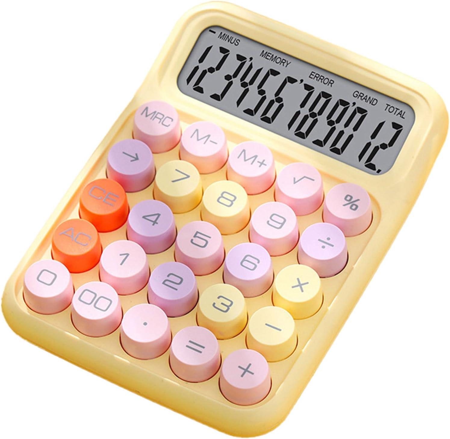 Colorful Calculator, Mechanical Keyboard Calculator, Candy Colored Electronic Desktop Calculator with Scientific Functions, for Home School Office (Lemon Yellow) - Purple image number 2