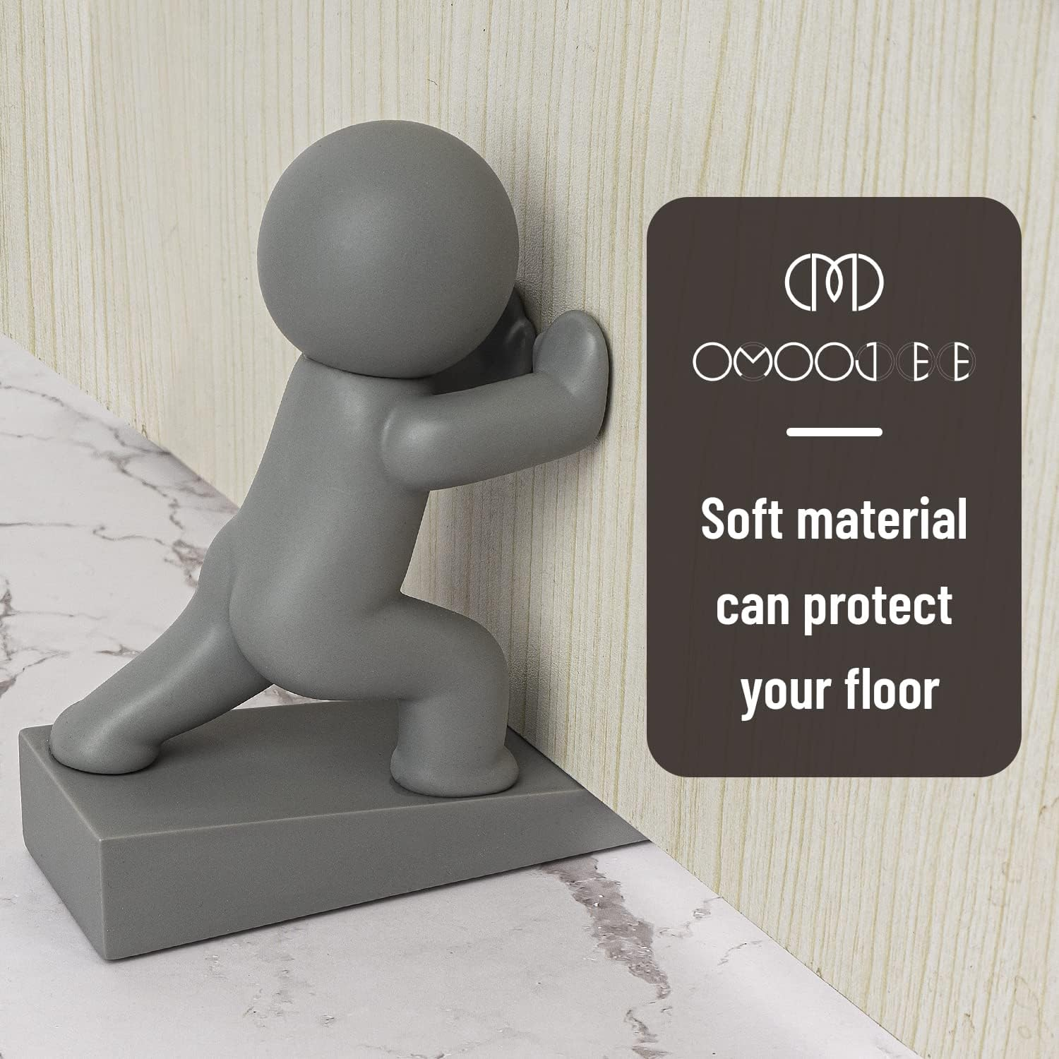 Cute Door Stopper, Decorative Door Stop, Protects Your Floors, Gray 1 Pack (Patented) image number 1