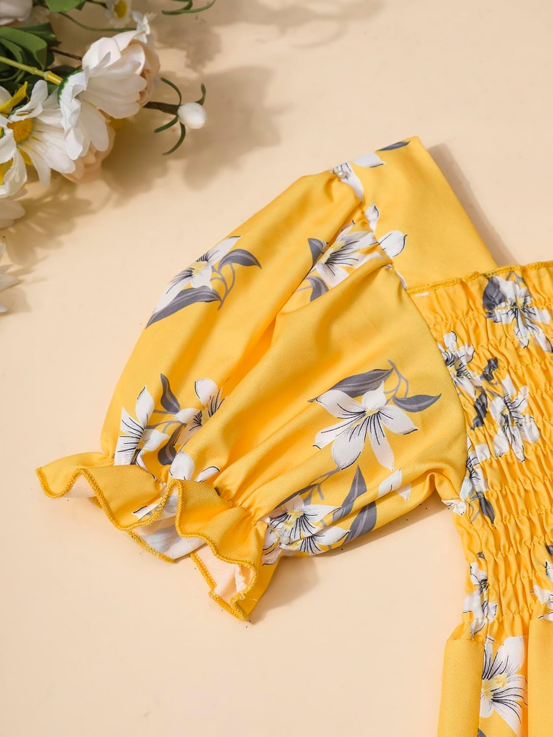 BAVADER One-Piece Girls Romper Jumpsuit, Kids Girls Short Ruffled Flutter-Sleeve Clothes Print Outfits Set for 5-9 Years image number 6