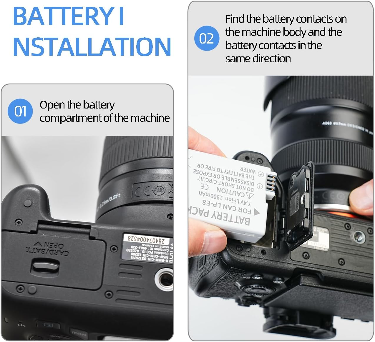 KWTOUL LP-E8 LC-E8E 1900Mah Li-Ion Batteries Compatible with Canon EOS Rebel T5I, T4I, T3I, T2I, EOS 550D, 600D, 650D, 700D, Kiss X4, Kiss X5, Kiss X6 Cameras