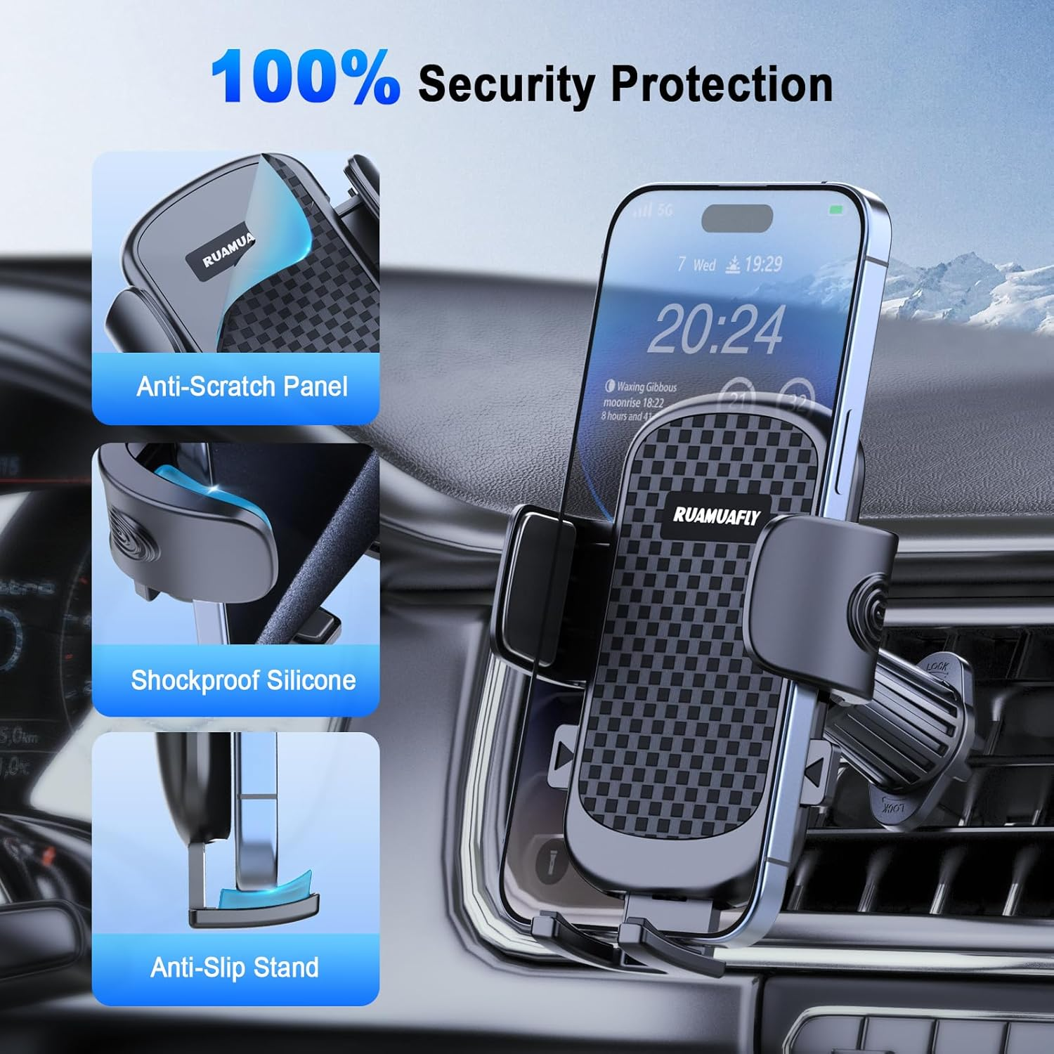 【2025 New】 Phone Holders for Your Car Vent Extended Metal Hook【Ultra-Stable】【Wider Clamp & Fit Thicker Case】 Cellphone Car Mount for Iphone 16 Pro Max 15 plus 14 13 12 Android Samsung S24 Ultra Pixel image number 1