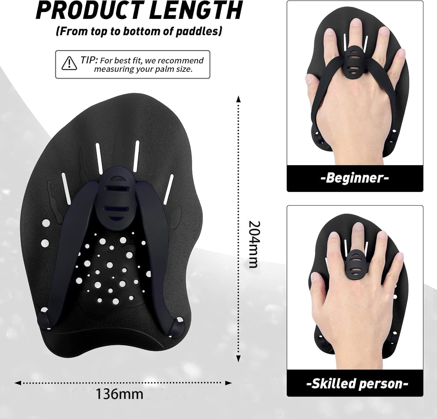 THJOPOKEEL Swim Paddles Hand, Swim Paddles for Lap Swimming - Swim Hand Paddles with Adjustable Straps, Swimming Equipment for Women Men Children (1 Pair) - Grey image number 6