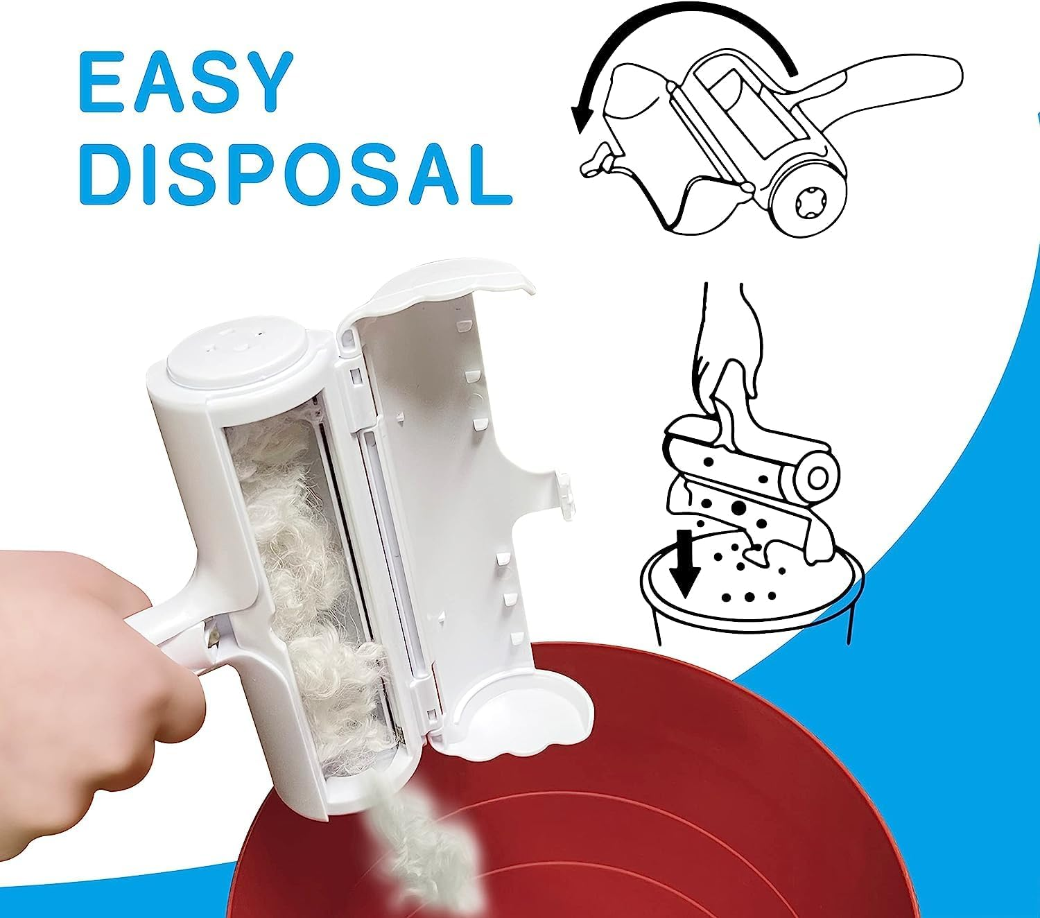 Pet Hair Remover - Reusable Cat and Dog Hair Remover for Furniture, Couch, Carpet, Car Seats or Bedding - Portable, Multi-Surface Lint Roller and Fur Removal Tool image number 5