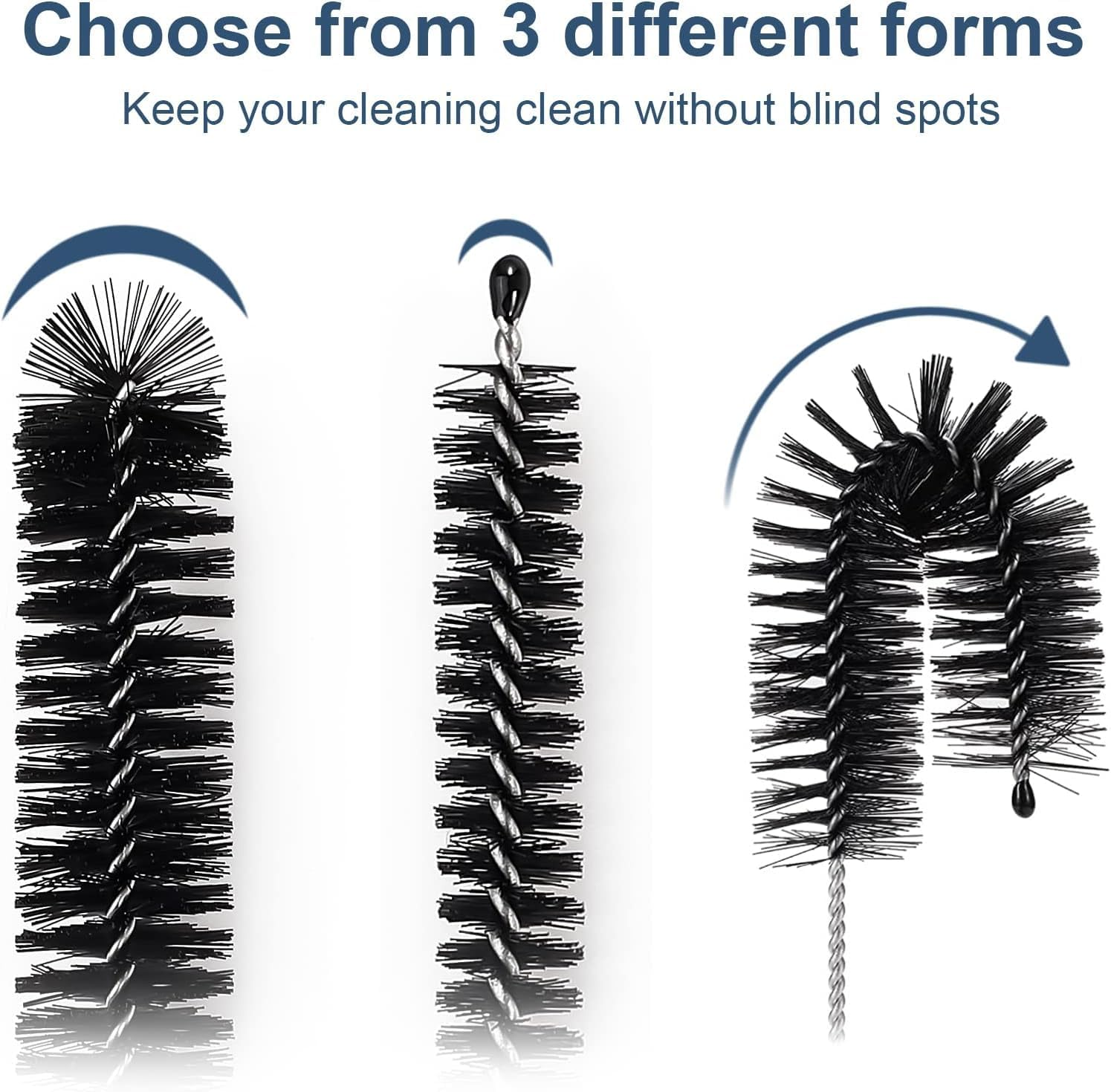 Straw Cleaner Brushes Sets, 10 Pieces 8.2 Inch Bottle Cleaning Brush and Nylon Tube Brush Brush Kit for Sippy Cup, Tumbler, Water Bottle, Drinking Straw - Black image number 2