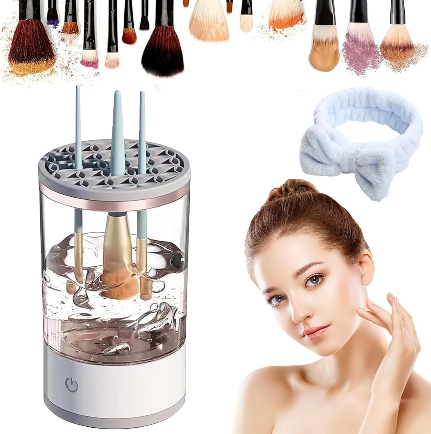 Make up Brush Cleaner, Cosmetic Brush Cleaner, Automatic Spinning Makeup Brush Cleaner for for All Size Makeup Brush (Transparent) image number 6