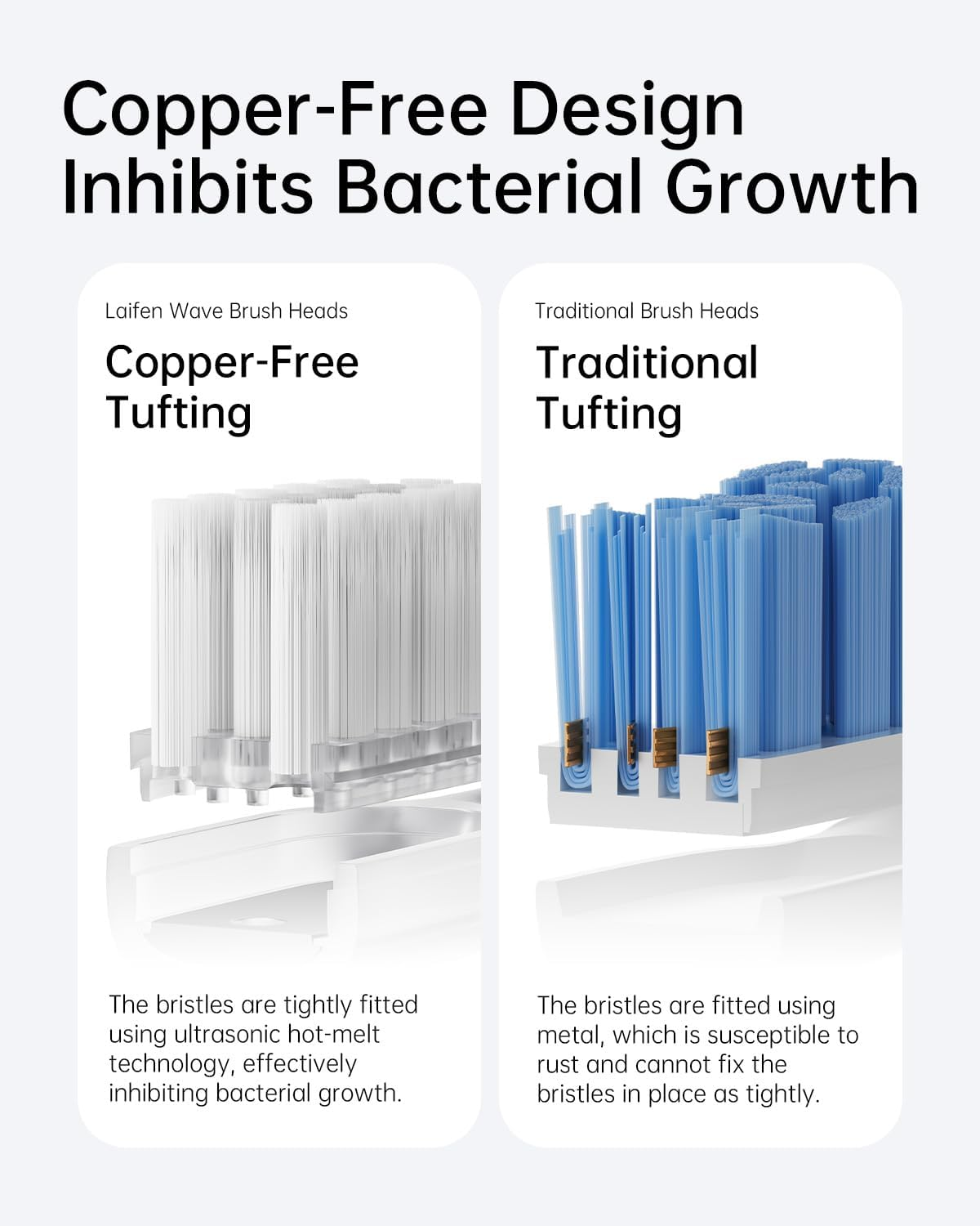 Laifen Electric Toothbrush Heads 6 Packs, Compatible with Laifen Wave Electric Toothbrush (Ultra-Whitening, Transparent) image number 2