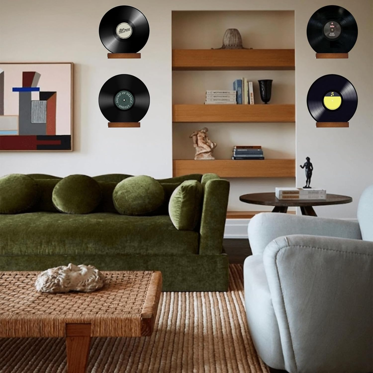 Vinyl Record Holder,6 Pcsvinyl Wall Mount, Retro Style Record Holder,Wooden Records Stand for Vinyl Records,Books,Photo Album,Magazine image number 3