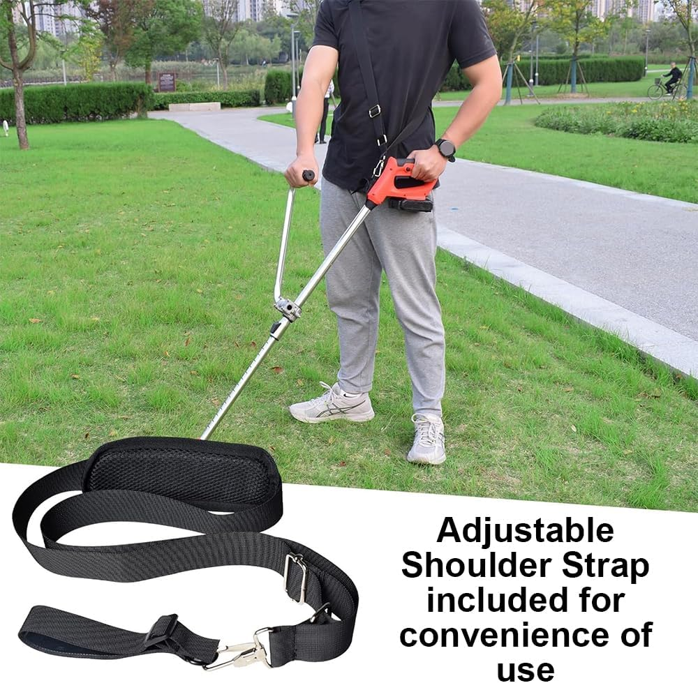 String Trimmer Handle, 15.7" Lawn Mower Handle, Weedeater Extension Ergonomic Trimmer Grip, Weed Wacker Attachments with Adjustable Shoulder Strap for Lawn Care, Landscaping, Yard Trimming image number 4