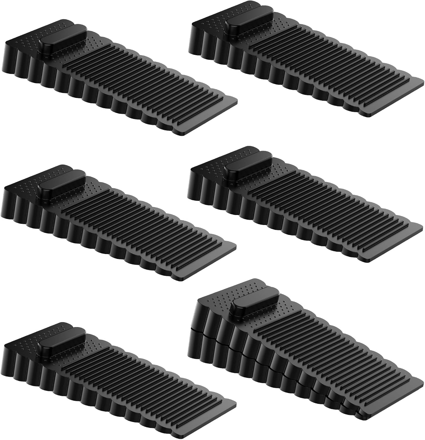 6Pcs Door Stopper, Geeric Rubber Door Stopper Slip Resistant Stackable Height Adjustable Door Stop Wedge Heavy Duty for Bottom of Door Protect Walls Floors Windows Grey