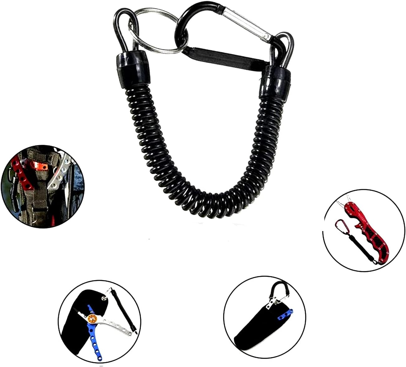 Lanyard Spring Coil Keychain Theftproof Stretchable 6PCS Spiral Key Chain Multicolor Stretch Cord Key Rings with Carabiner