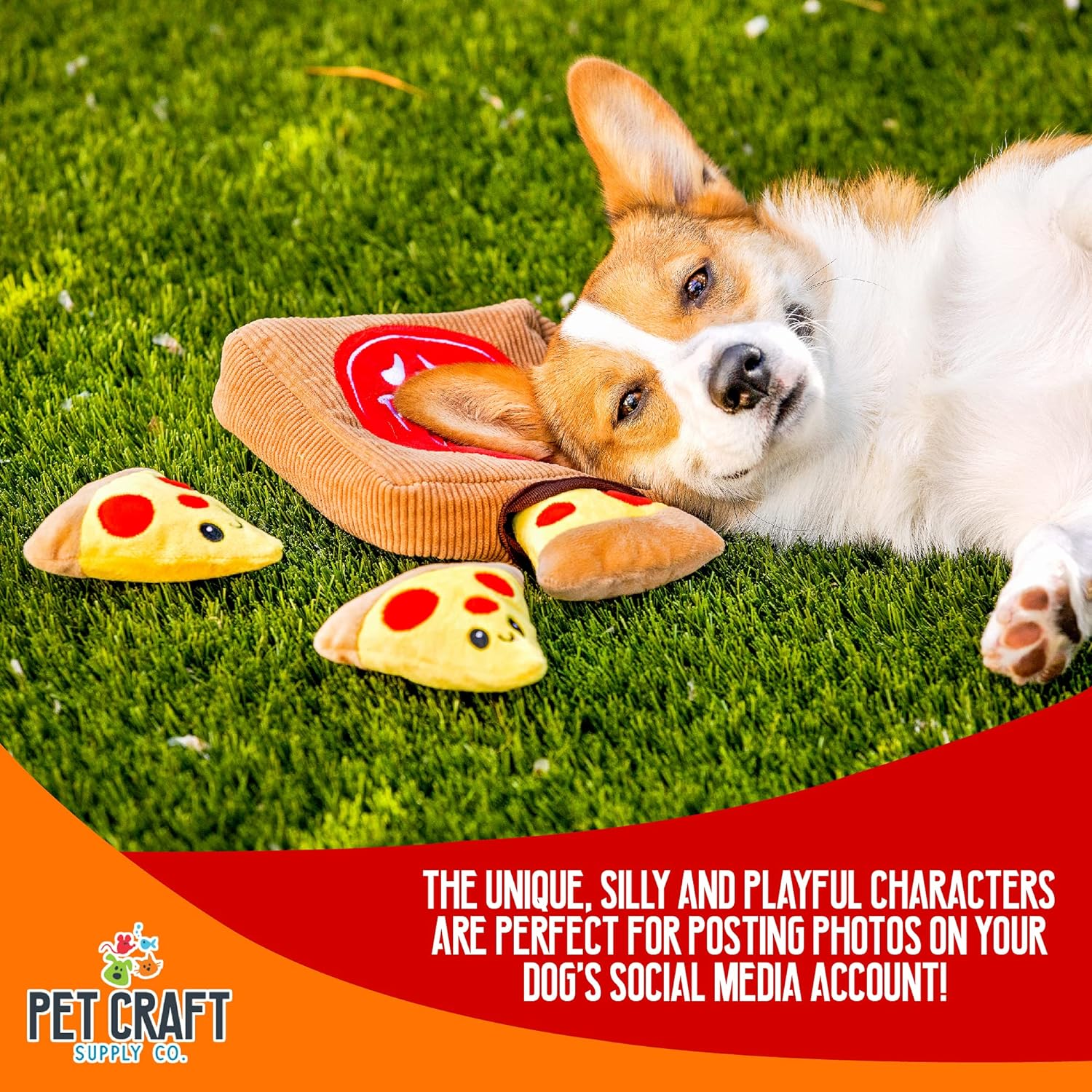 Pet Craft Multipiece Dog Toy- Pizza Box image number 4