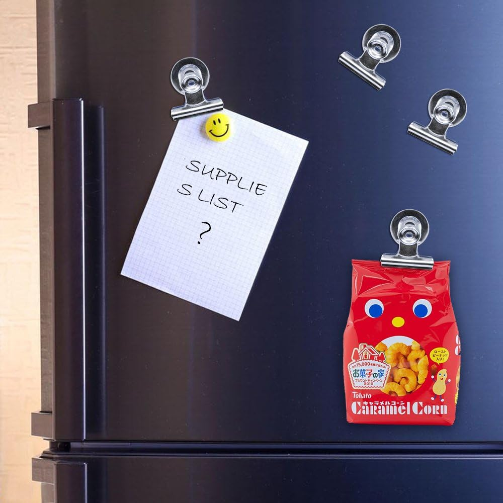 12Pcs Refrigerator Iron Magnet Hook Clips- 6Pcs 38Mm Wide, 6Pcs 30Mm Wide, Maxin Magnetic Clips Hooks Neodymium Magnet for Kitchen Office School Home Use- Silver. image number 4