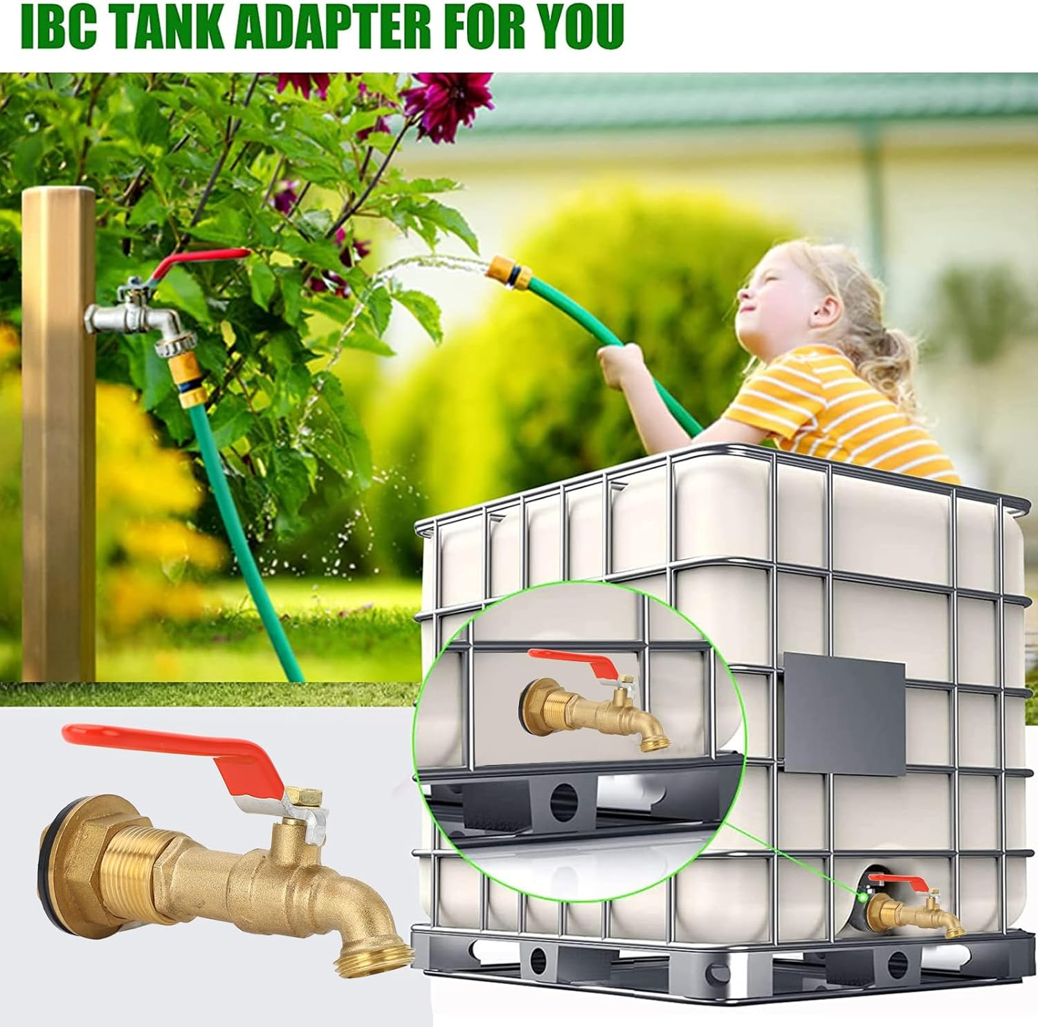 Changor Rain Drum Faucet Valve, Rain Drum Spigot 3/4Inch NPT Female Threads Water Barrel Spigot Kit for Bathtubs image number 1