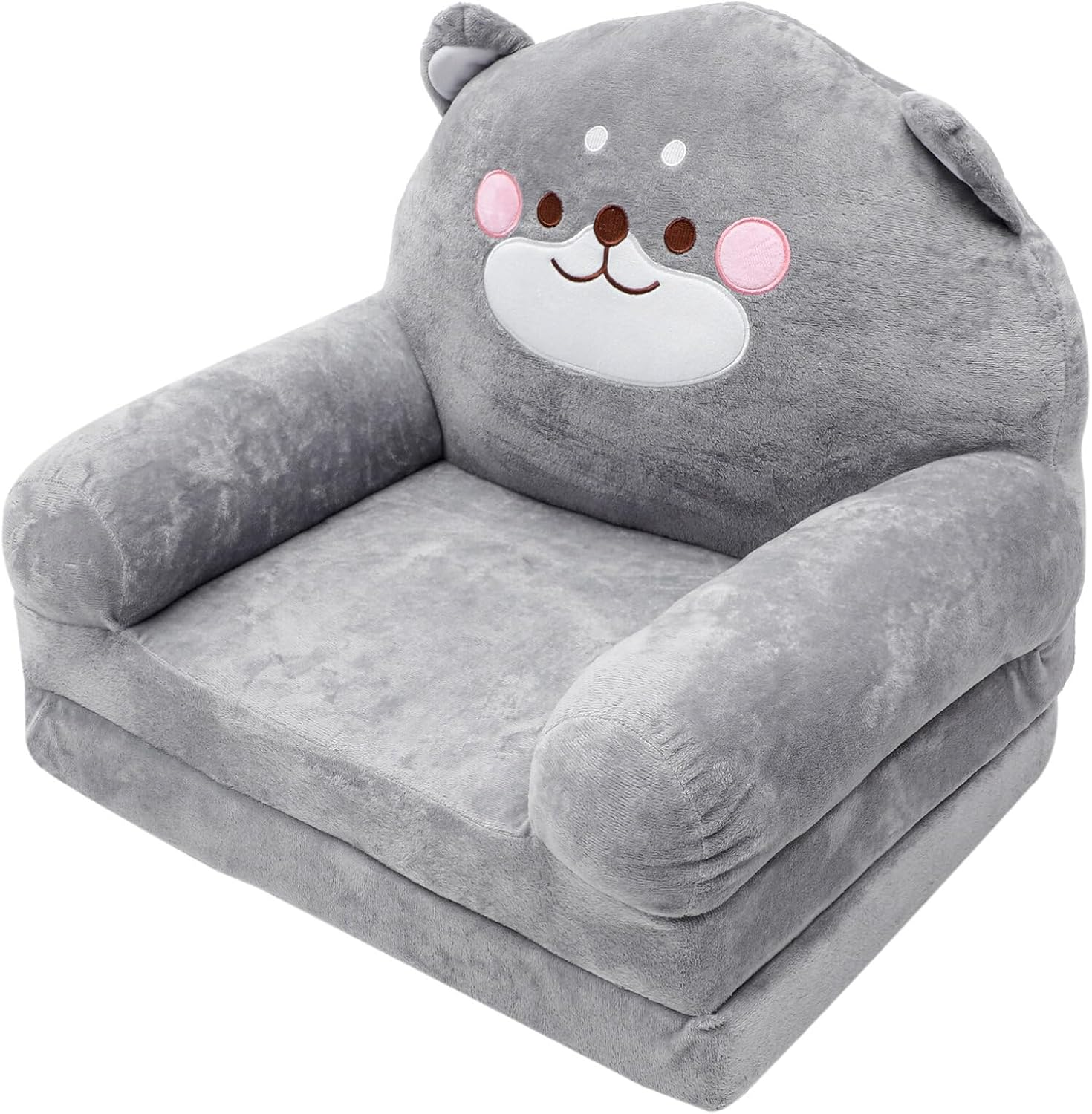 Holibanna Kids Couch Fold Out Soft Toddler Chairs Cartoon Elephant Shape Baby Armrest Chair Bed Lounge Sofa Princess Chair for Playroom Bedroom image number 4