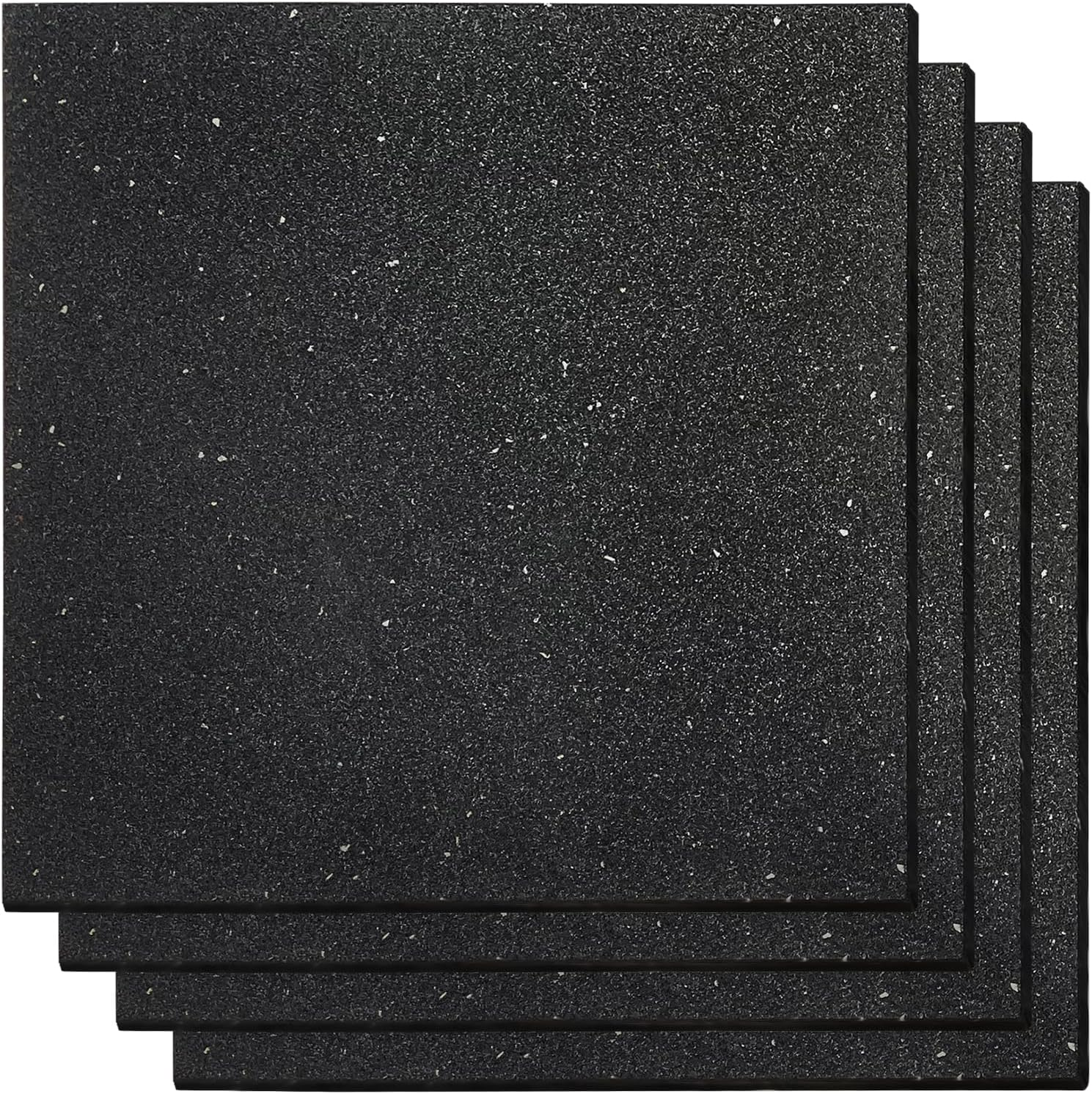 15MM Thick Gym Mat Flooring, 4 Pcs 50Cm X 50Cm High Density Rubber Exercise Gym Mats, Workout Equipment Ground Mats, Noise Shock Absorbing Surface for Home Gym Garage Floor Tiles (Black Blue Dots)