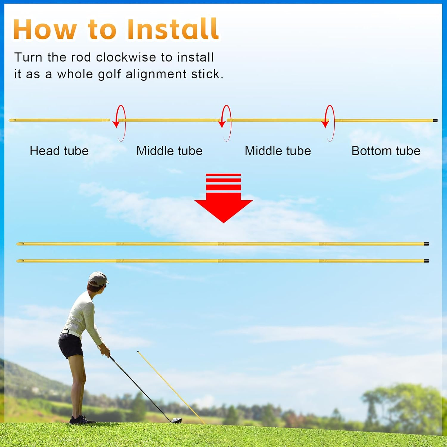 Golf Alignment Sticks, 3 Pack 58&rdquo;Golf Sticks Alignment Rods, Full Golf Practice Swing Trainer to Align Your Golf Shot image number 3
