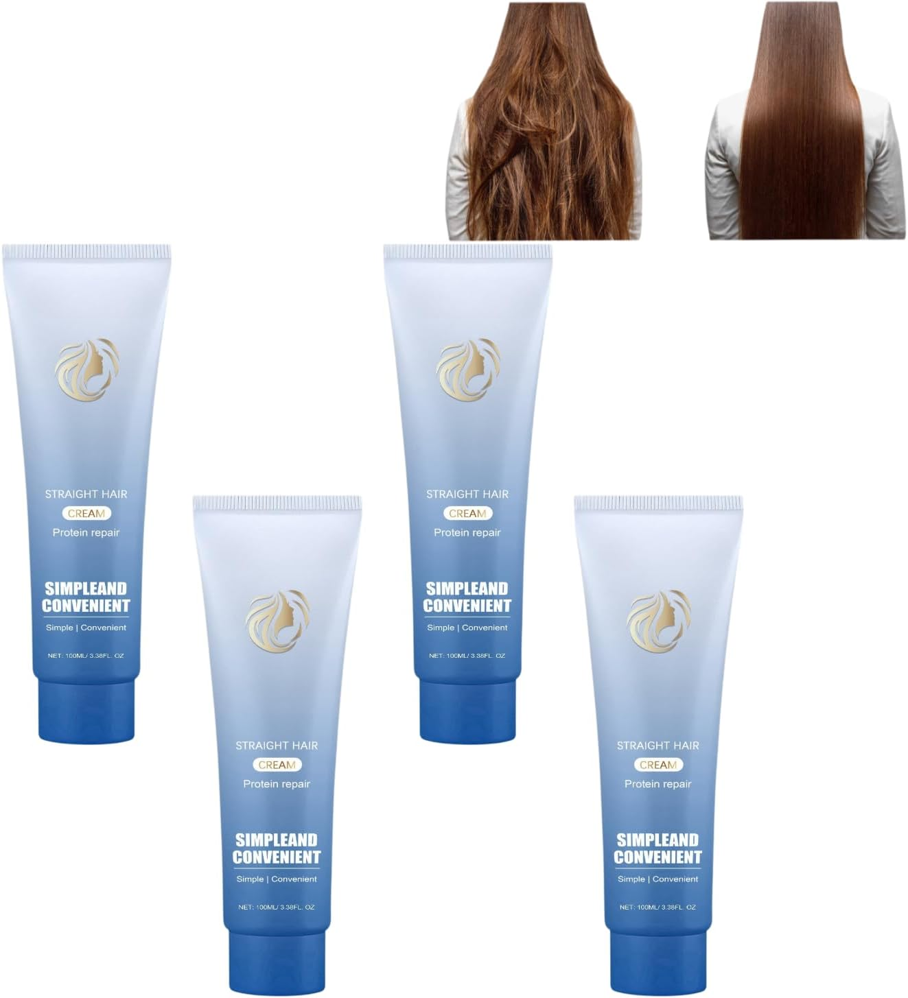 Protein Correction Hair Straightening Cream, Silk & Gloss Protein Hair Cream, Keratin & Amino Acid Nourishing Smoothing Solution for Frizzy Dry Curly Hair, Formaldehyde-Free Salon Care (4Pcs)