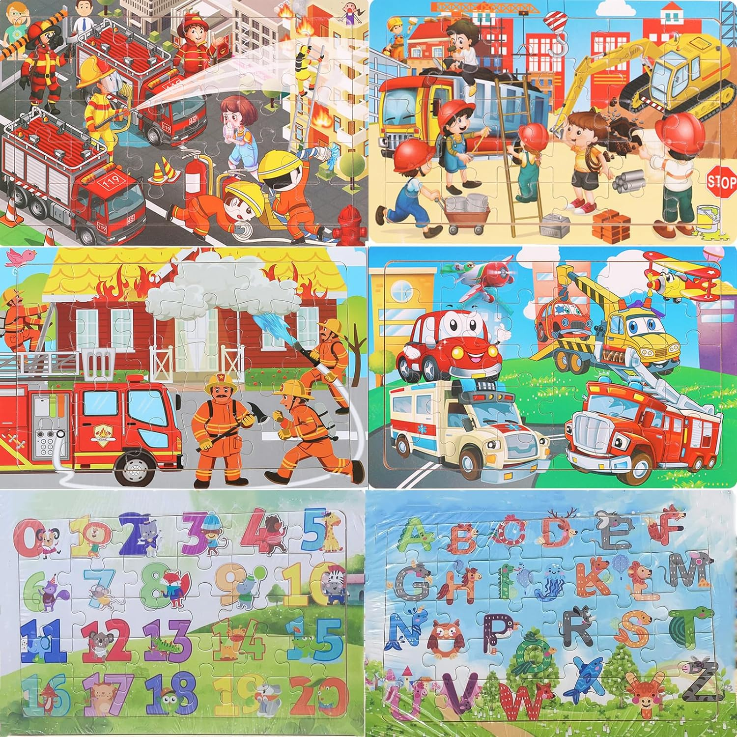6 Puzzles Wooden Jigsaw Puzzles Set for Kids Age 4-8 Year Old 30 Piece Colorful Wooden Puzzles for Toddler Children Learning Educational Puzzles Toys for Boys and Girls (Car + Letters) image number 6