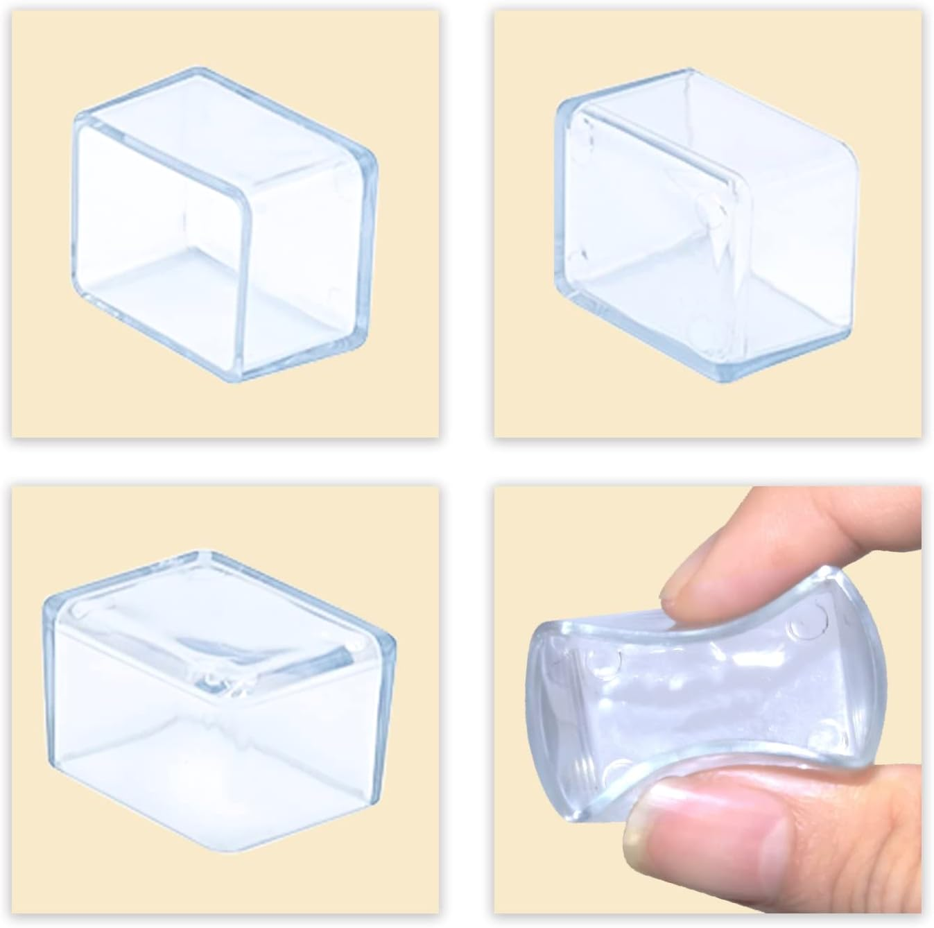 Flyshop 1" X 1-3/16", 25 X 30 Mm Chair Leg Floor Protectors for Furniture Flexible Non-Scratch Foot Covers PVC Chair Leg Caps, Rectangle, Transparent, 16 Pieces image number 2