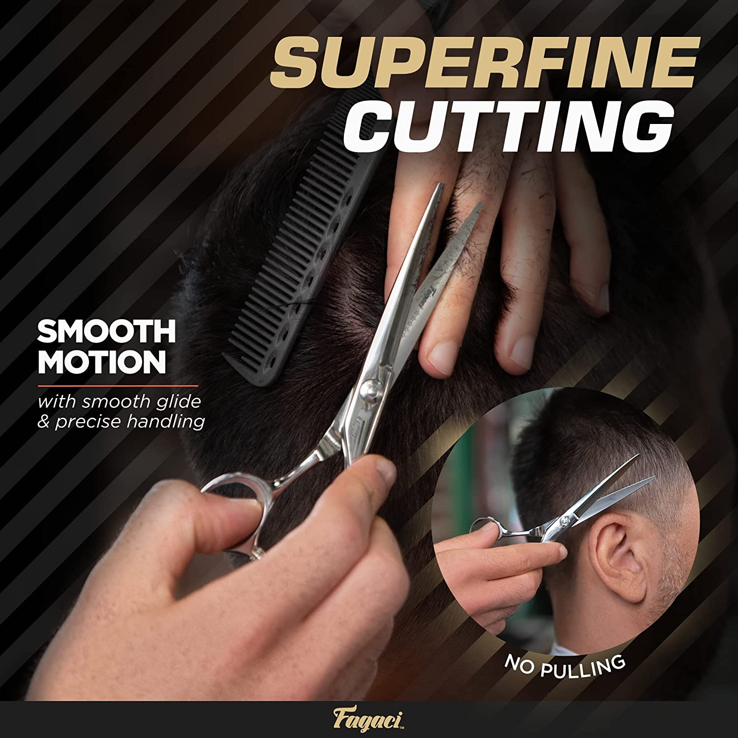 Fagaci Professional Hair Scissors 5.5" Extremely Sharp Blades, Fine Cutting Blades, Hair Cutting Scissors Professional, Hair Shears, Barber Scissors Set for Men and Women, Haircut Scissors Hair Kit image number 1