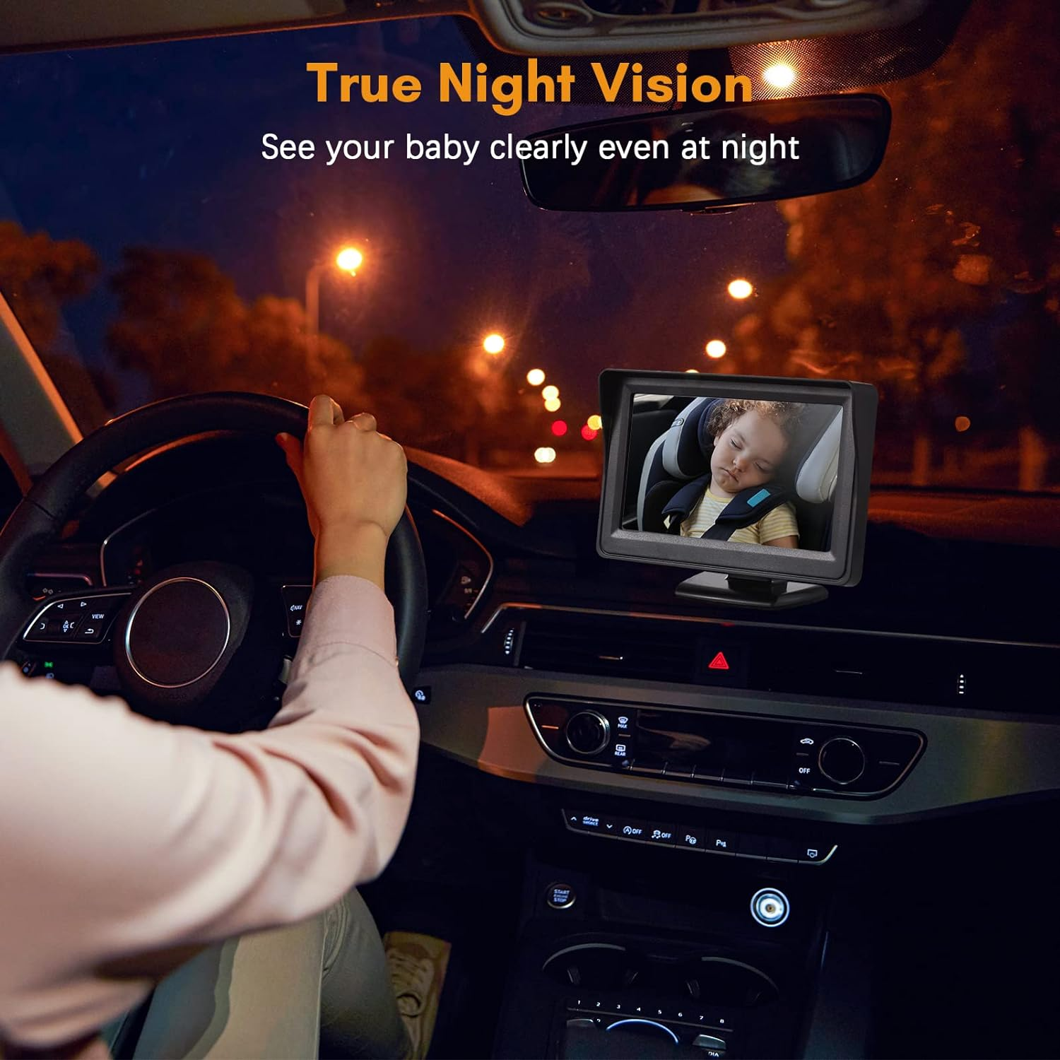 Nurdo Baby Car Monitor 1080P Camera for Rear Facing Seat - 4.3 Inch Mirror Display, 150&deg; Wide View, Easy Installation image number 1